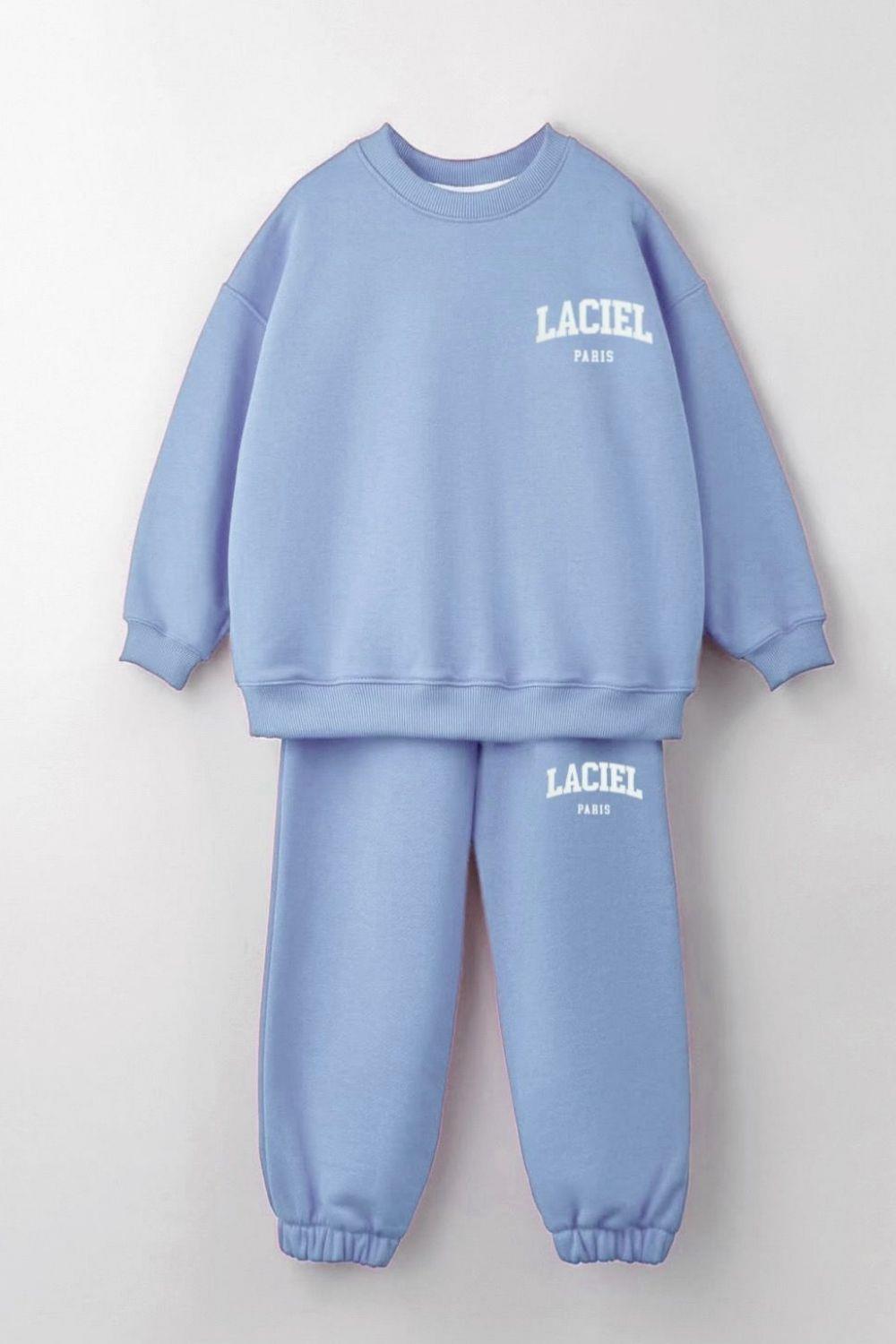 Unisex 3 İplik Bisiklet Yaka Laciel Mavi Takım