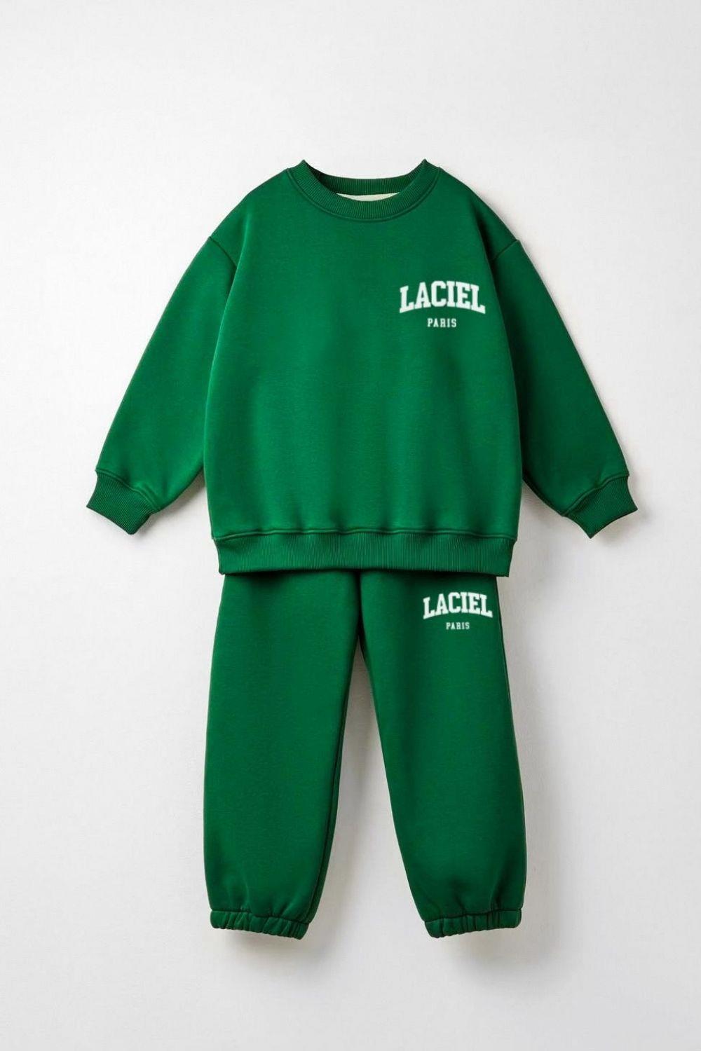 Unisex 3 İplik Bisiklet Yaka Laciel Yeşil Takım
