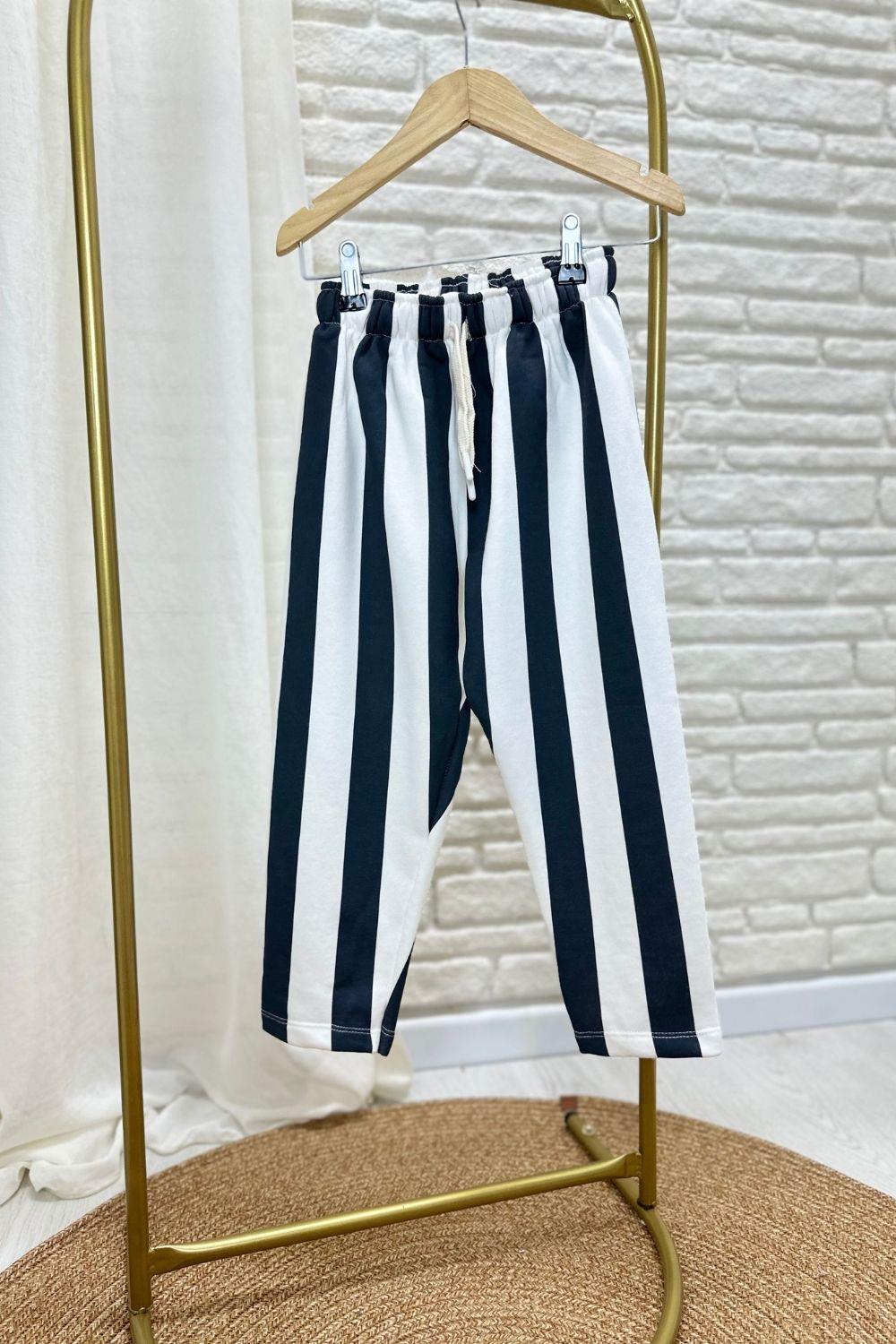 Unisex 3 İplik Çizgili Antrasit Takım
