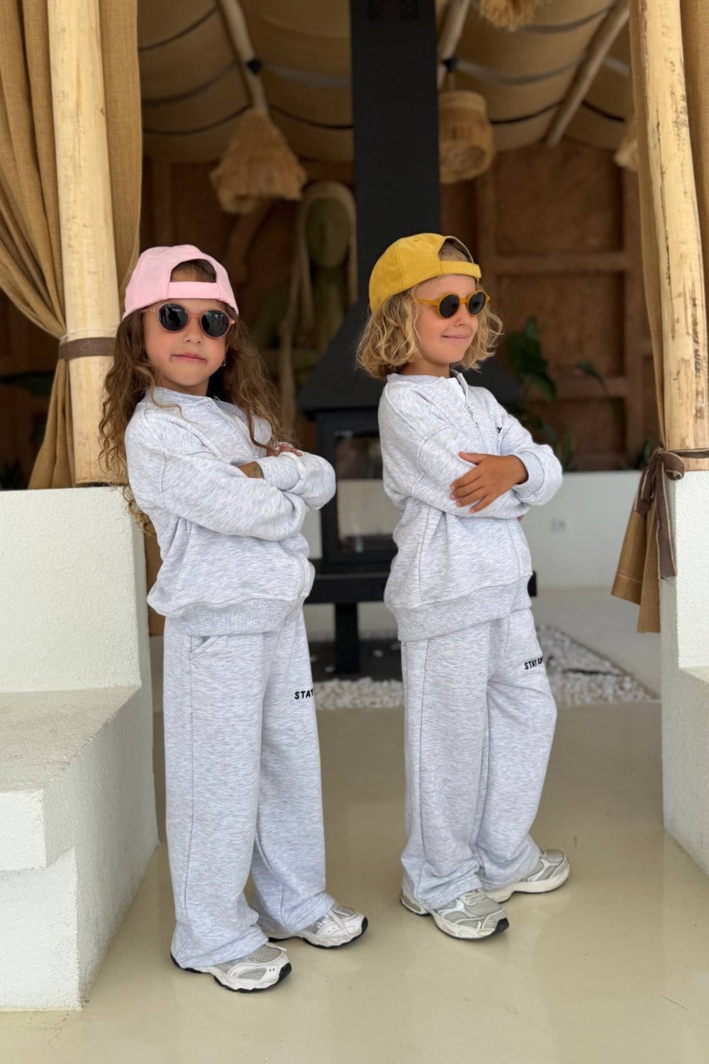 Unisex 3 İplik Fermuarlı Gri Takım