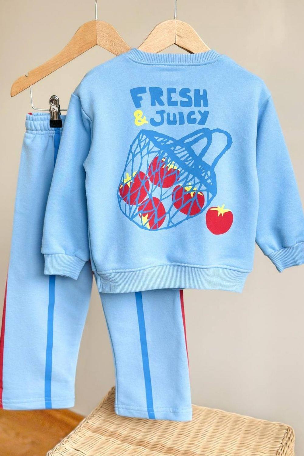 Unisex 3 İplik Fresh Mavi Çizgili Takım
