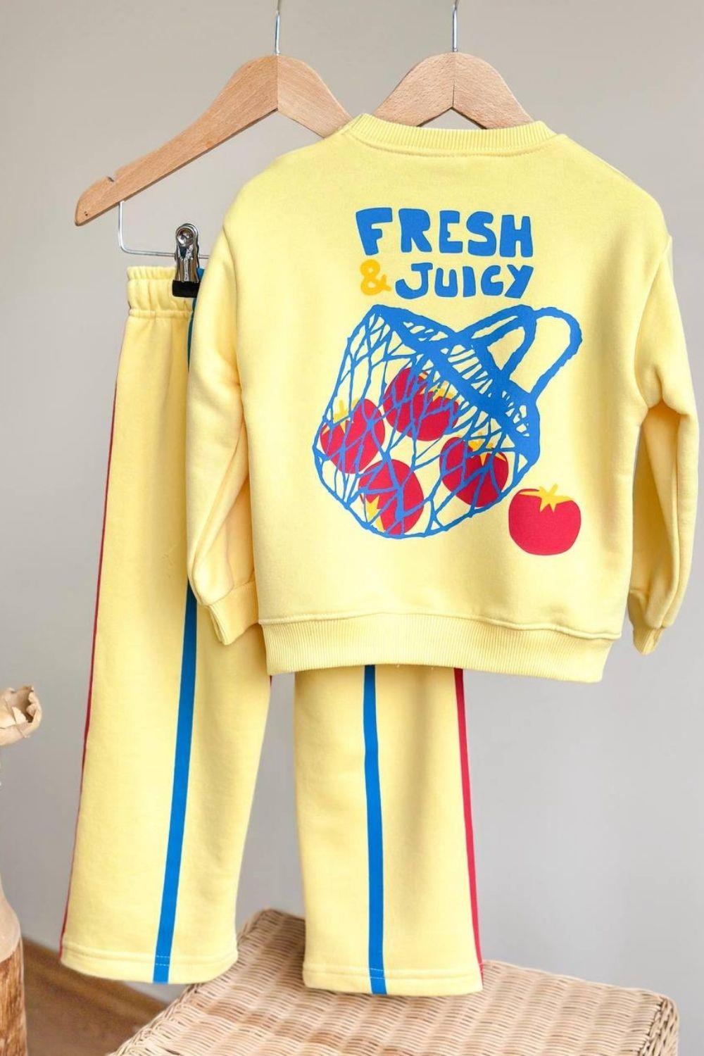 Unisex 3 İplik Fresh Sarı Çizgili Takım