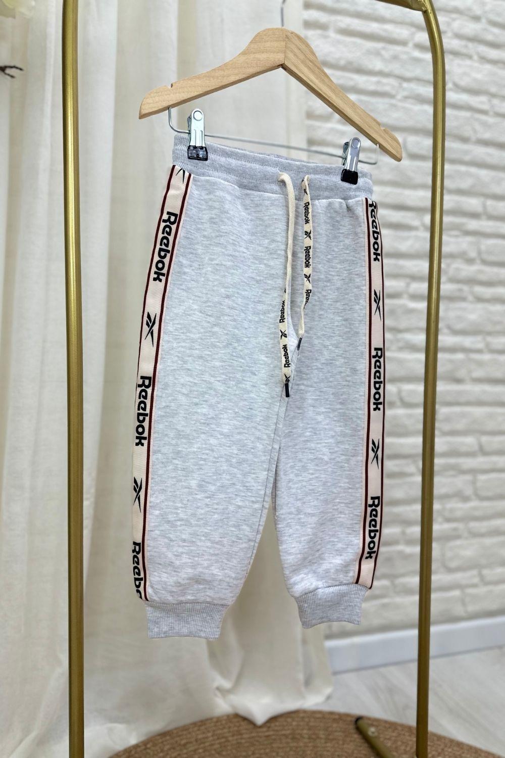 Unisex 3 İplik İnce Şardonlu Reebook Gri Takım