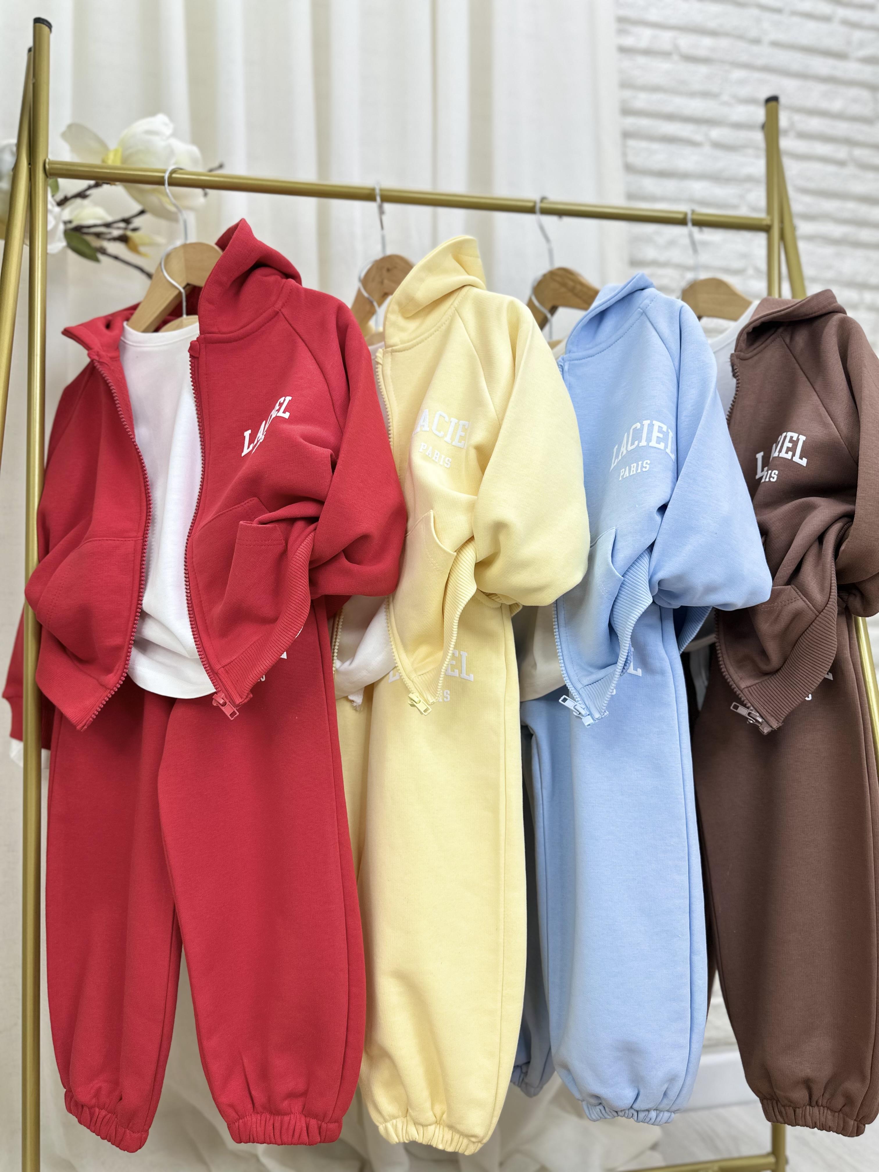 Unisex 3 İplik Kapüşonlu Laciel Fermuarlı Kırmızı Takım