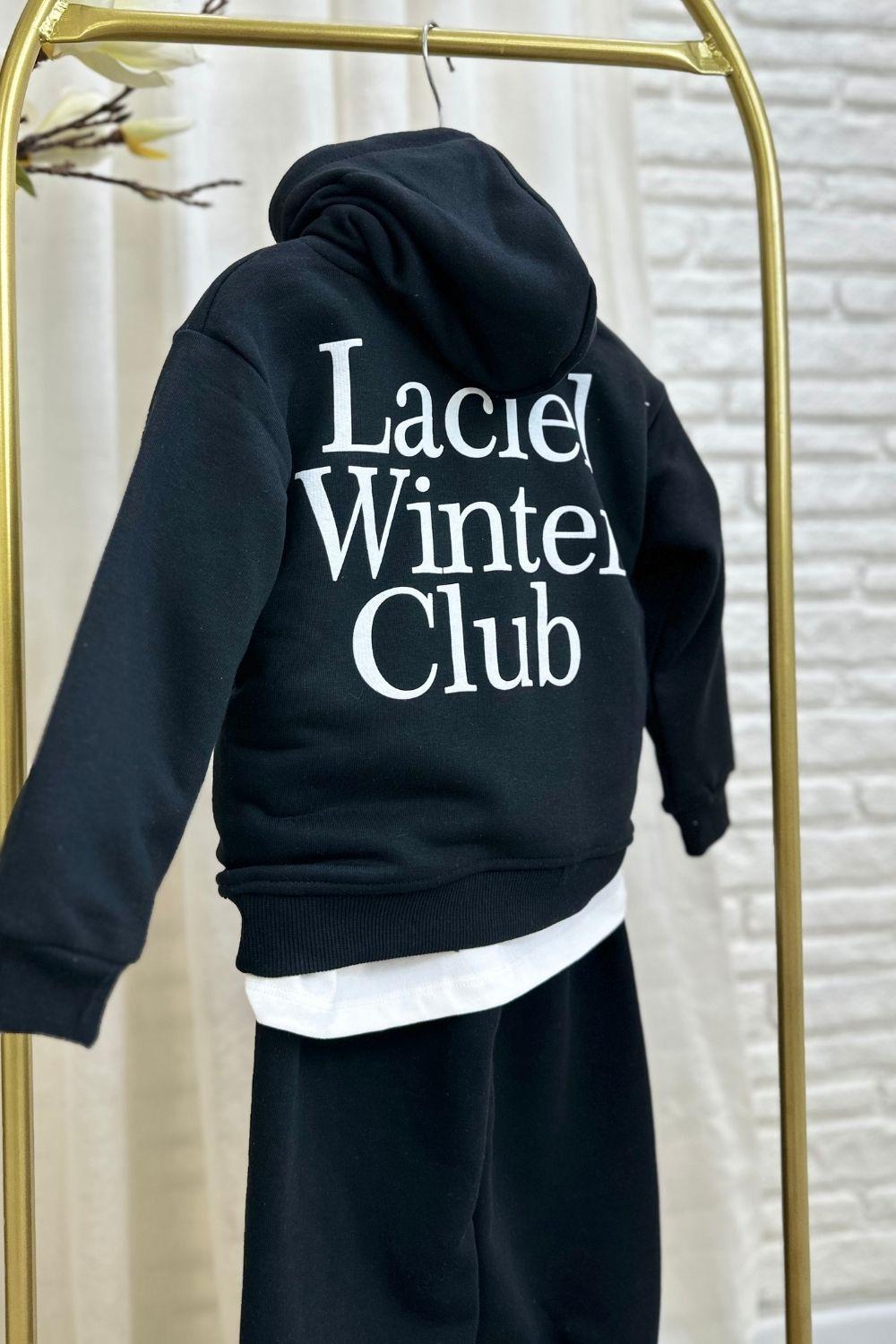 Unisex 3 İplik Kapüşonlu Laciel Siyah Takım
