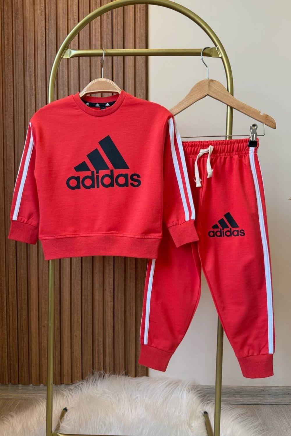 Unisex 3 İplik Kırmızı Adids İkili Takım