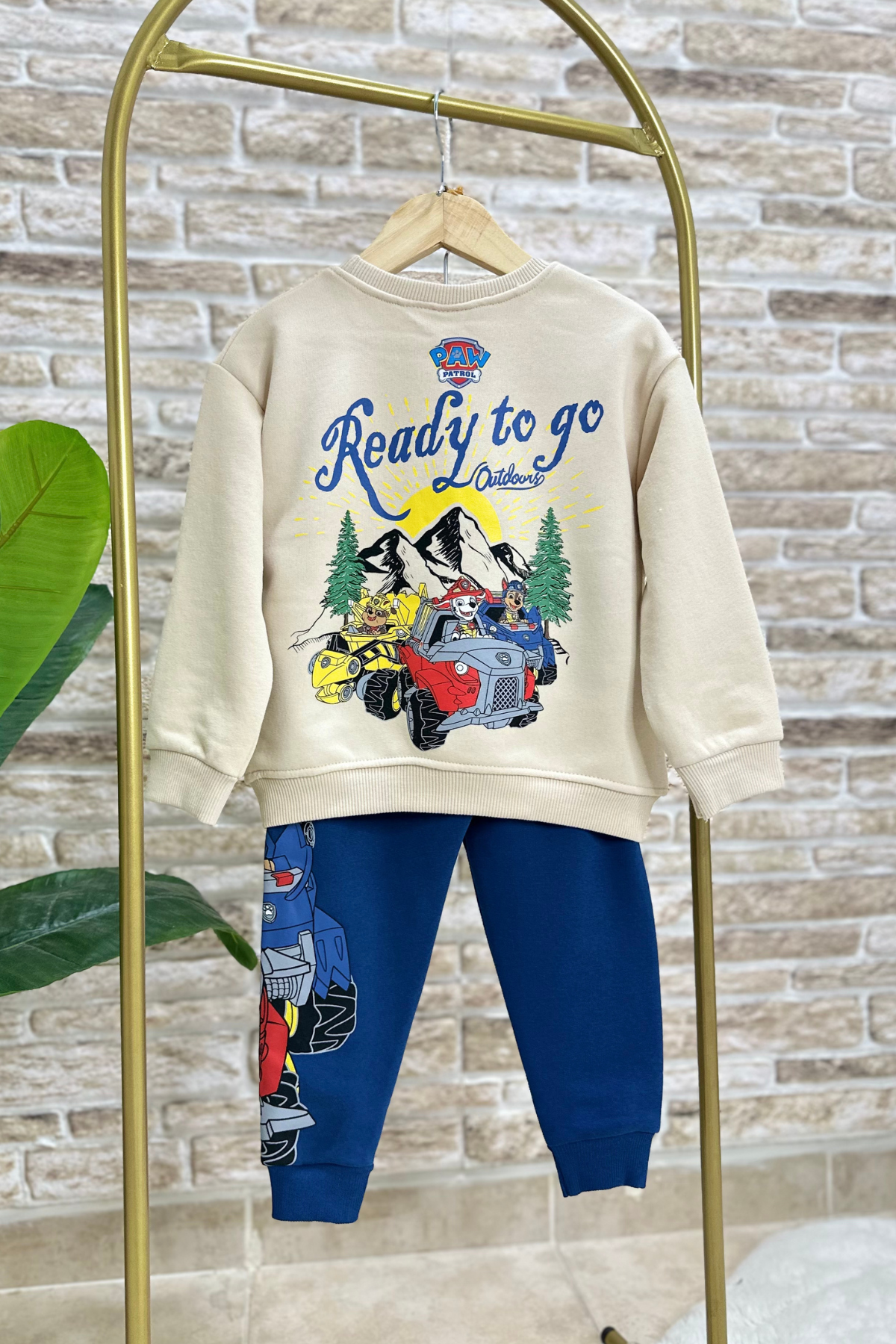 Unisex 3 İplik Krem Laci  Pawpatrol Takım