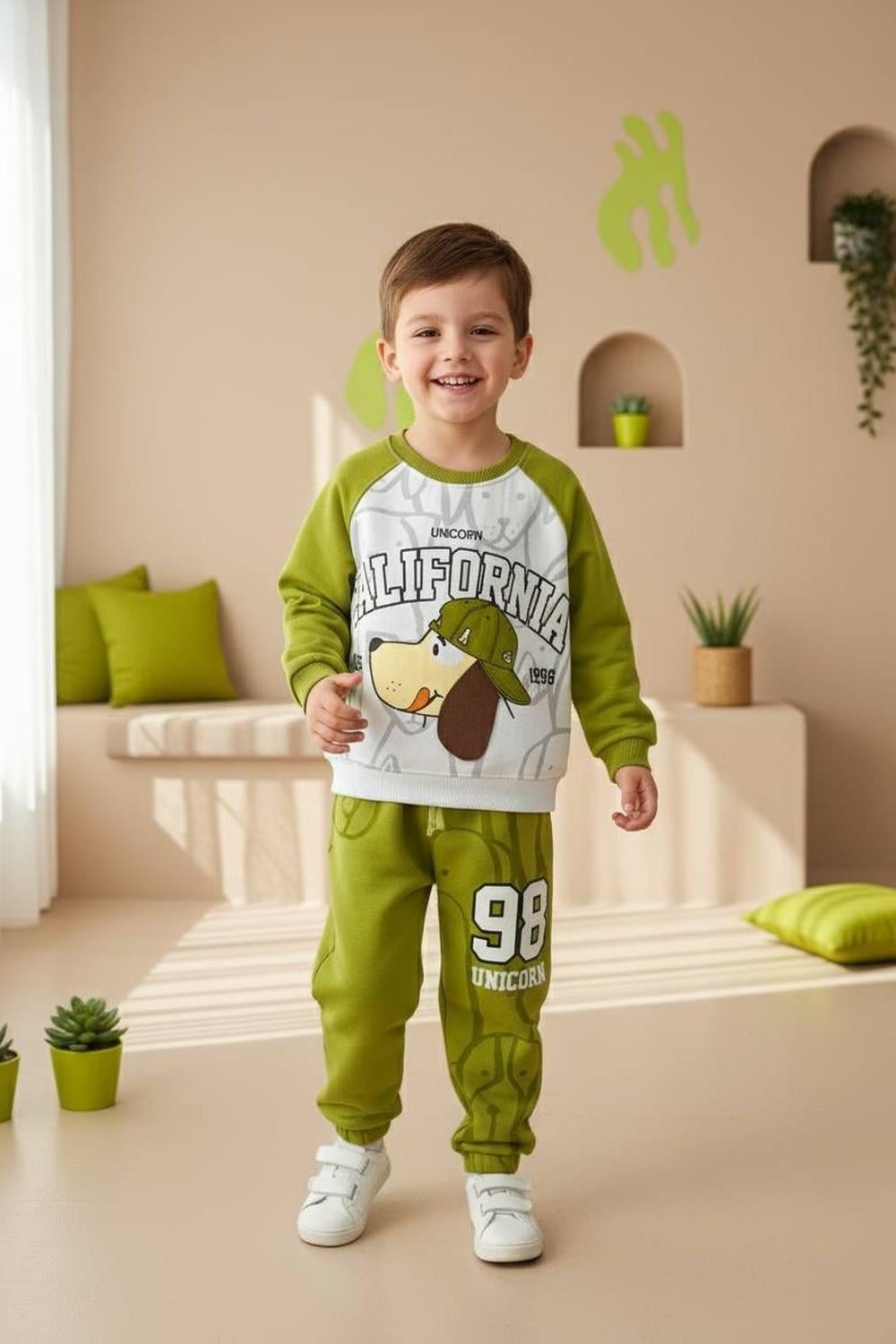 Unisex 3 İplik Kulaklı California Yeşil Takım