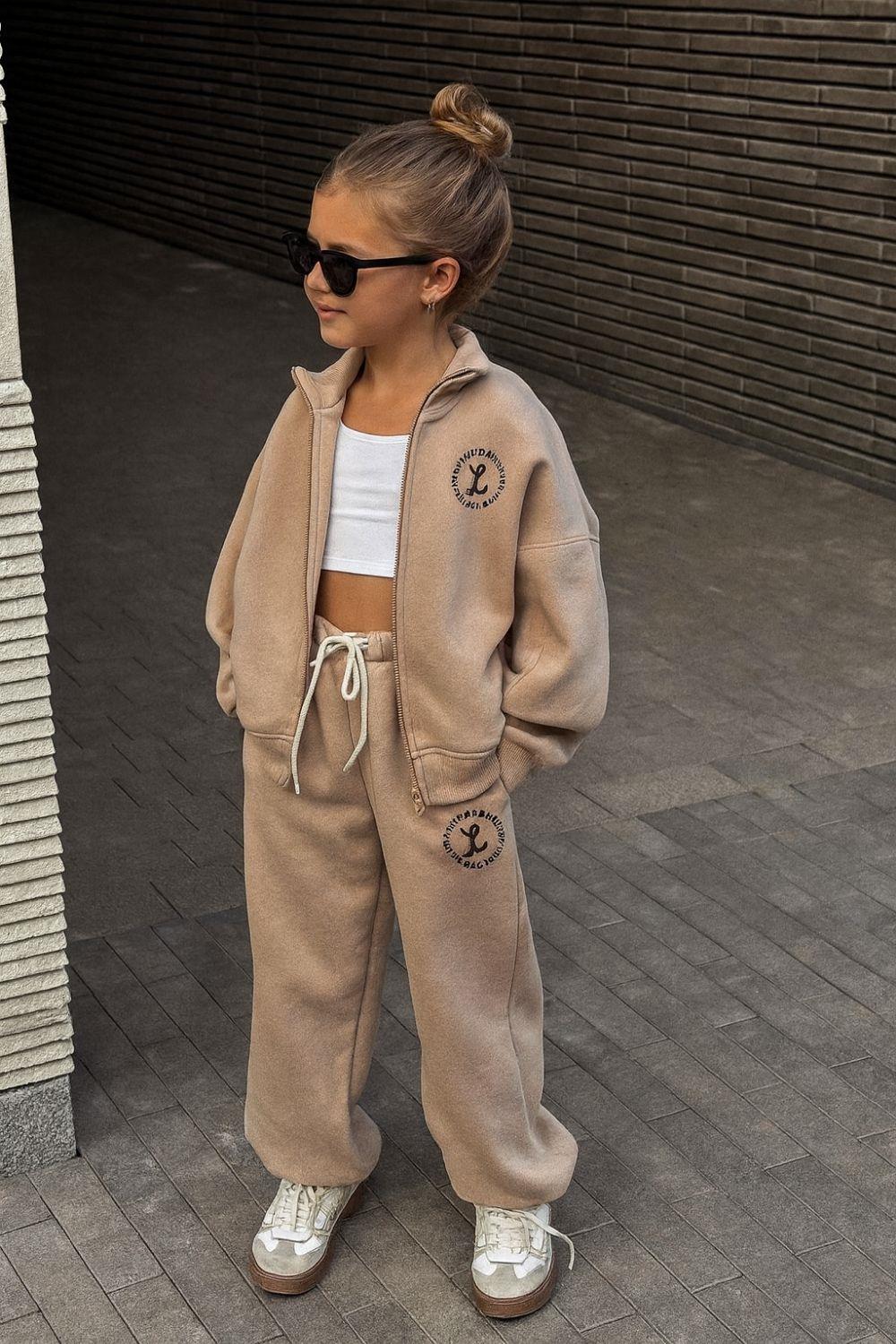 Unisex 3 İplik Laciel Fermuarlı Krem Takım