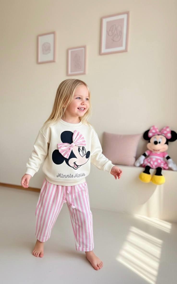 Unisex 3 İplik Minnie Pantolon Takım