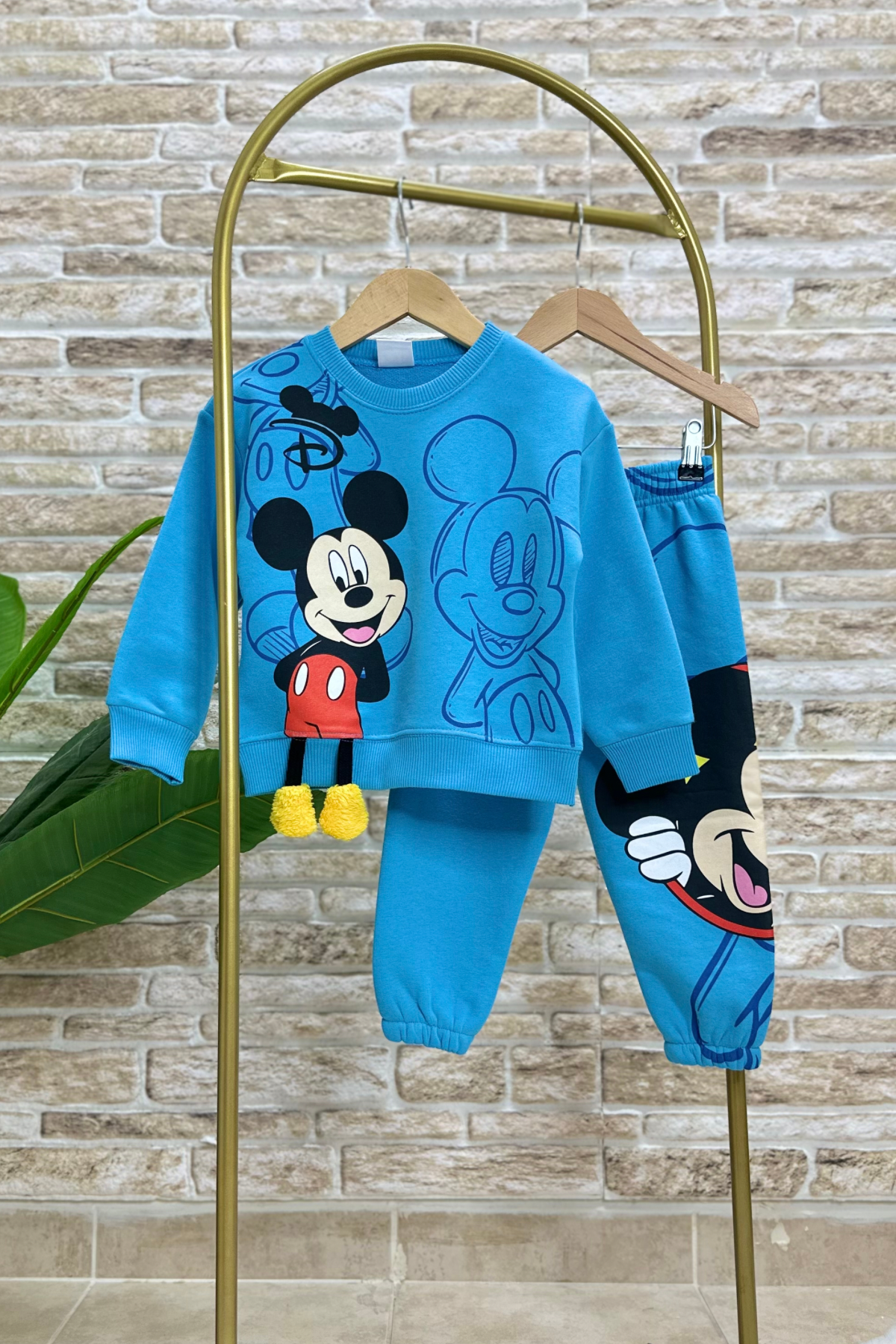 Unisex 3 İplik Sallanan Ayak Mickey Takım