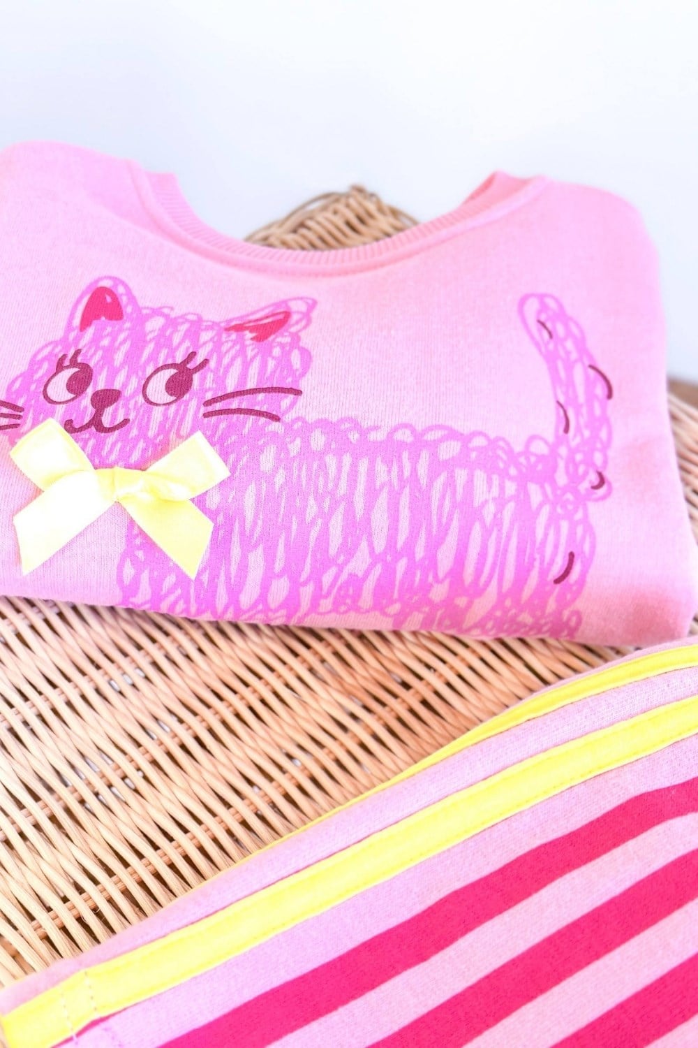 Unisex 3 İplik Simply Cat Pembe Takım