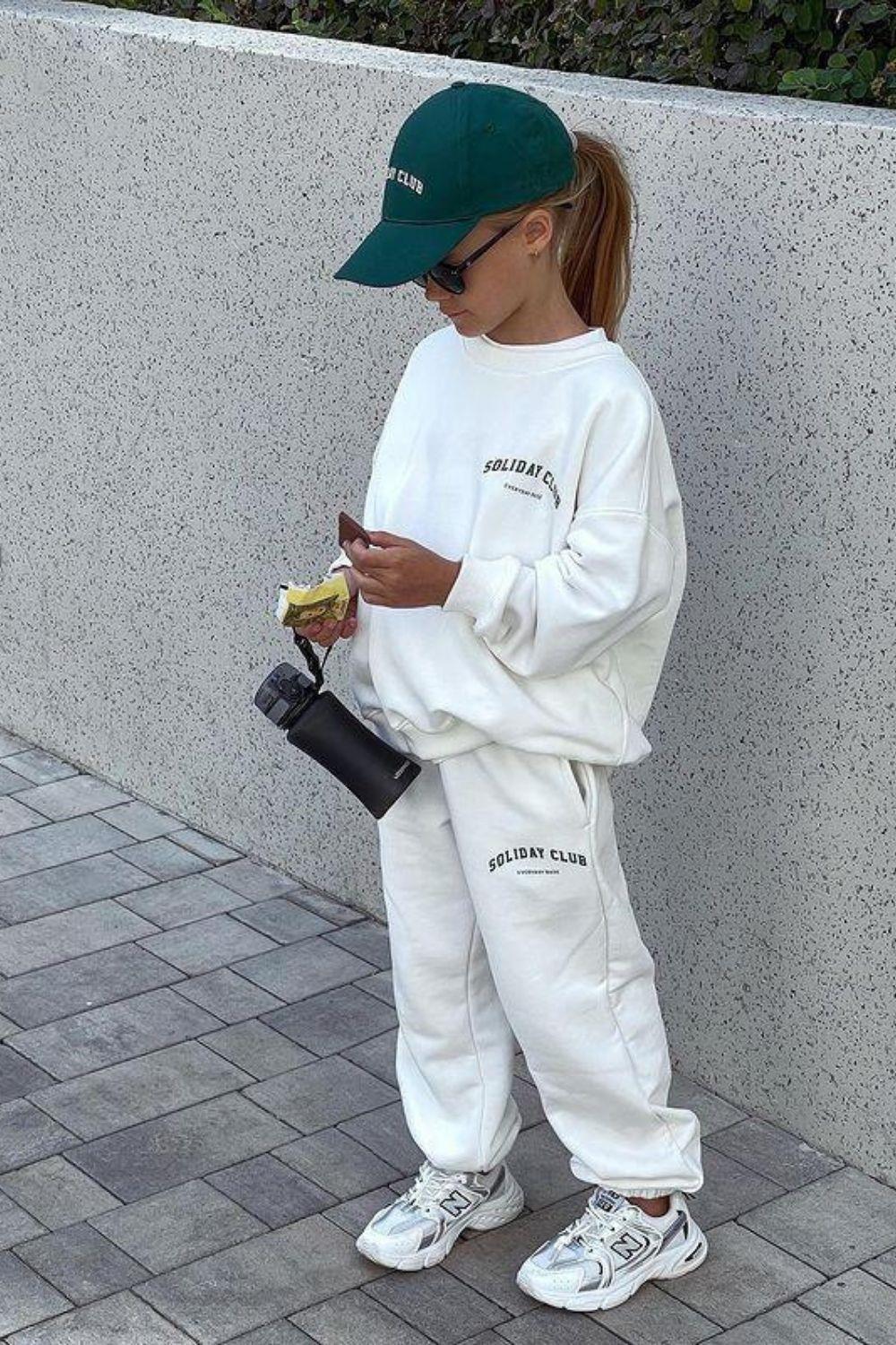 Unisex 3 İplik Soliday Beyaz Takım