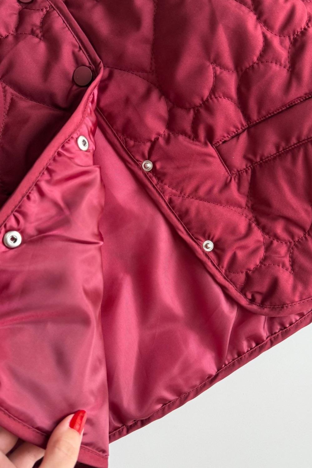 Unisex Astarlı Su Geçirmez Bordo  Kapitone Mont