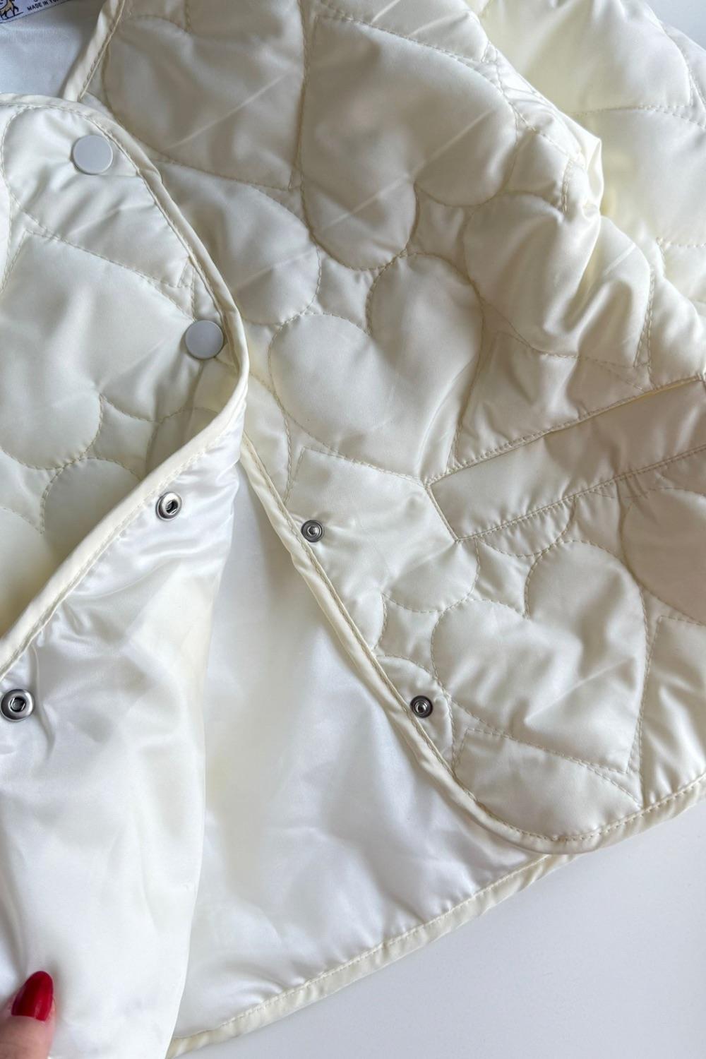 Unisex Astarlı Su Geçirmez Ekru Kapitone Mont