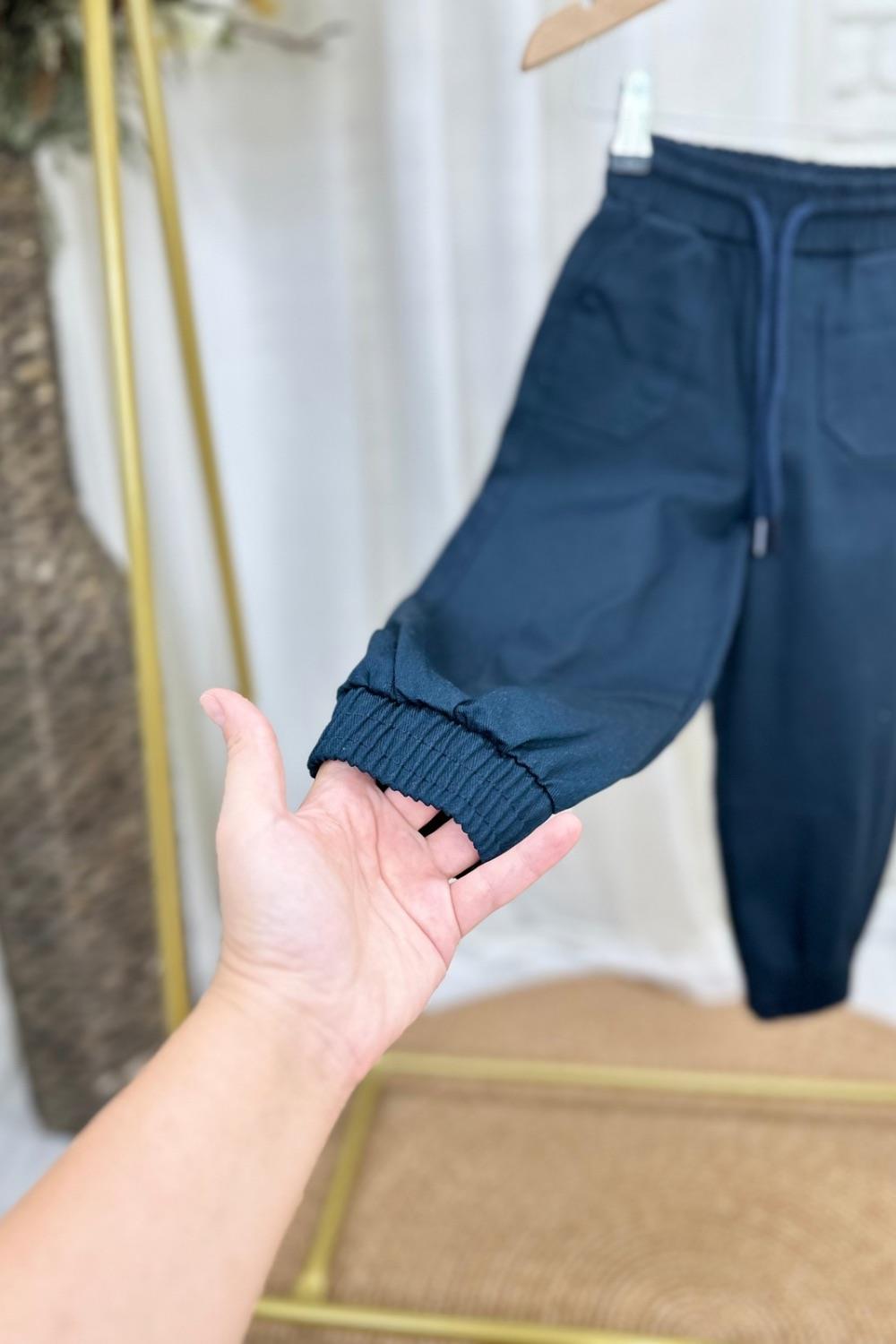 Unisex Basic Çizgili Lacivert Canvas Pantolon Takım