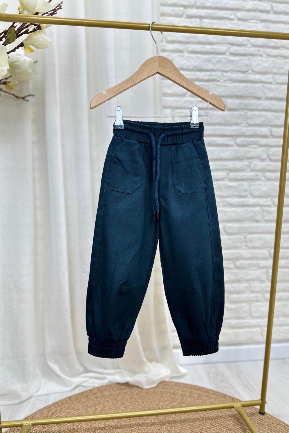 Unisex Basic Çizgili Lacivert Canvas Pantolon Takım