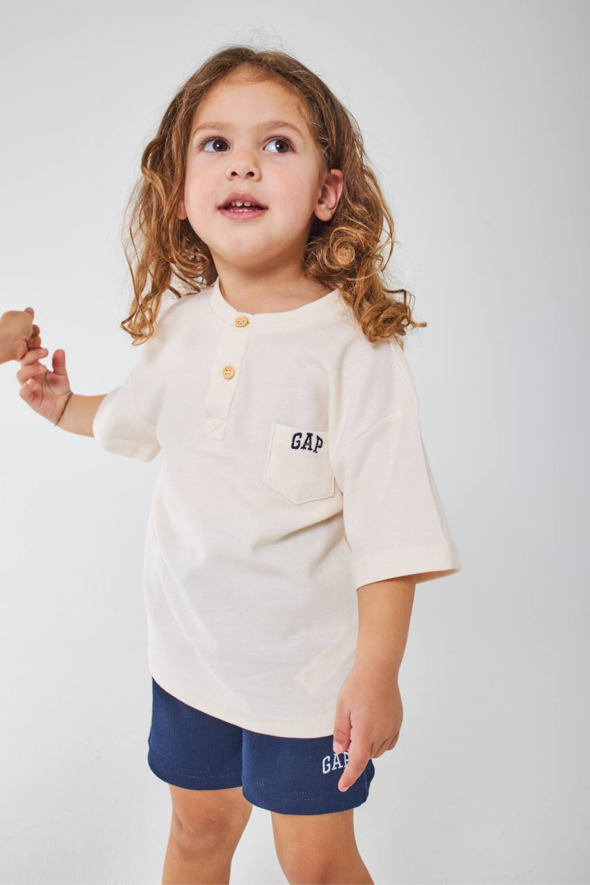 Unisex Bej Laci Şortlu Gap Yaz Takım