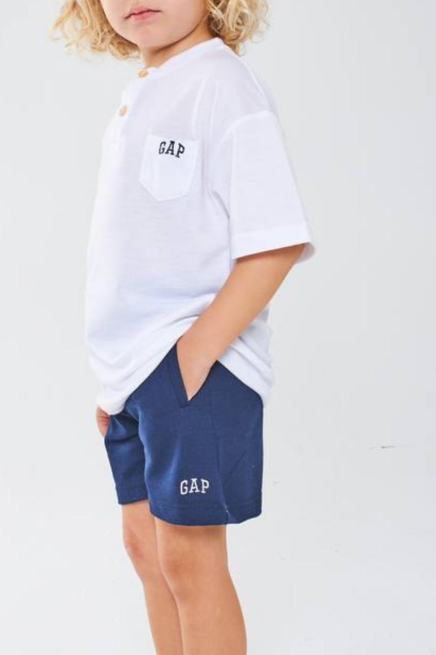 Unisex Beyaz Laci Şortlu Gap Yaz Takım