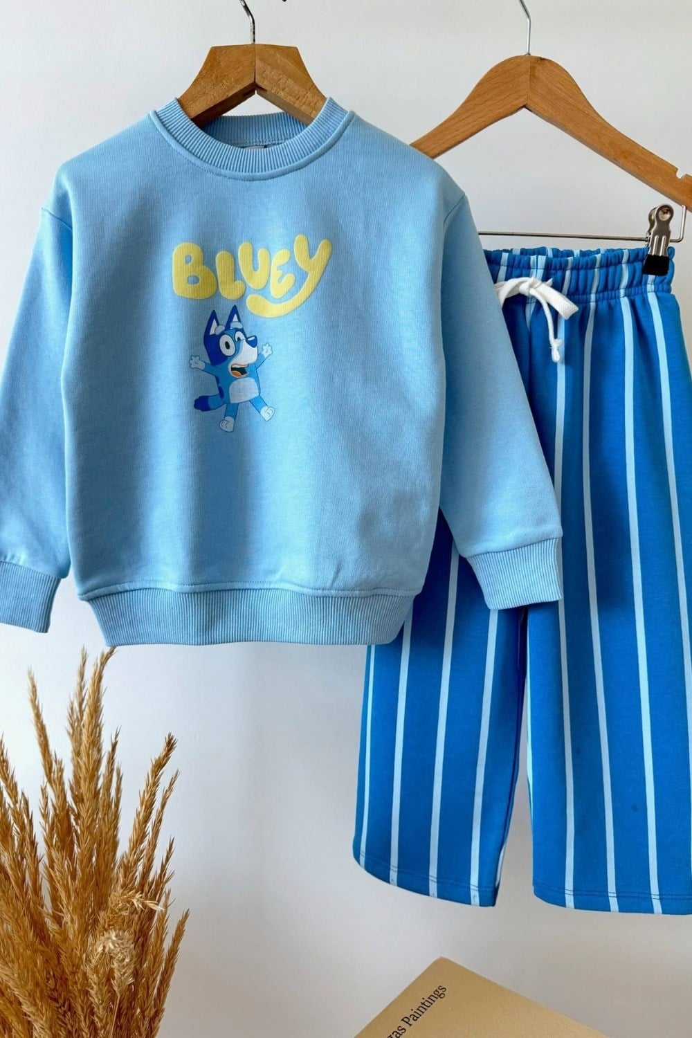 Unisex Bluey Mavi Çizgili Takım
