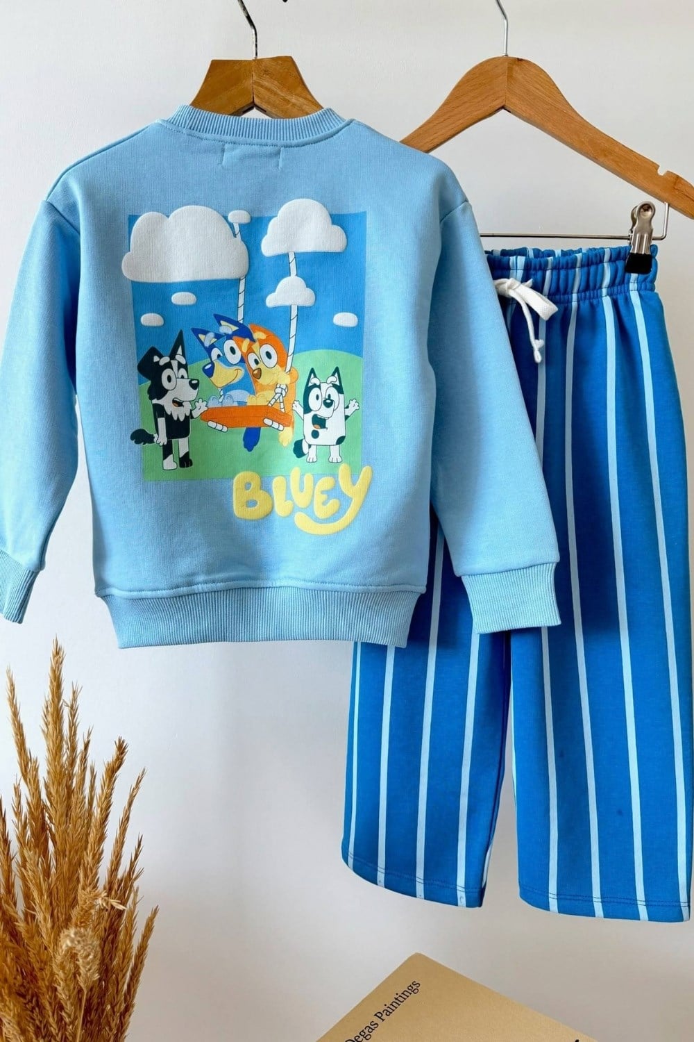 Unisex Bluey Mavi Çizgili Takım