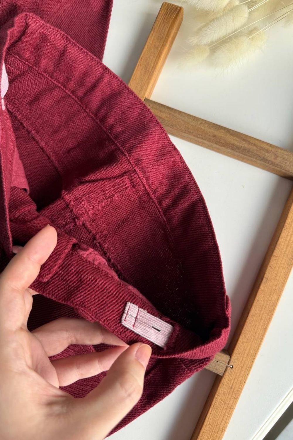 Unisex Bordo Denim Takım