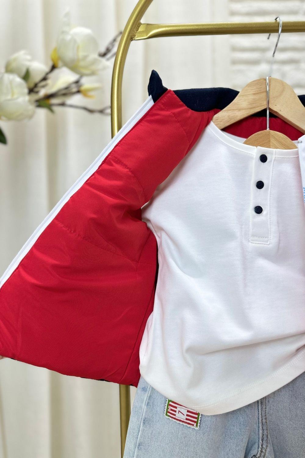 Unisex Çift Tarflı Lacivert Kırmızı Yelek