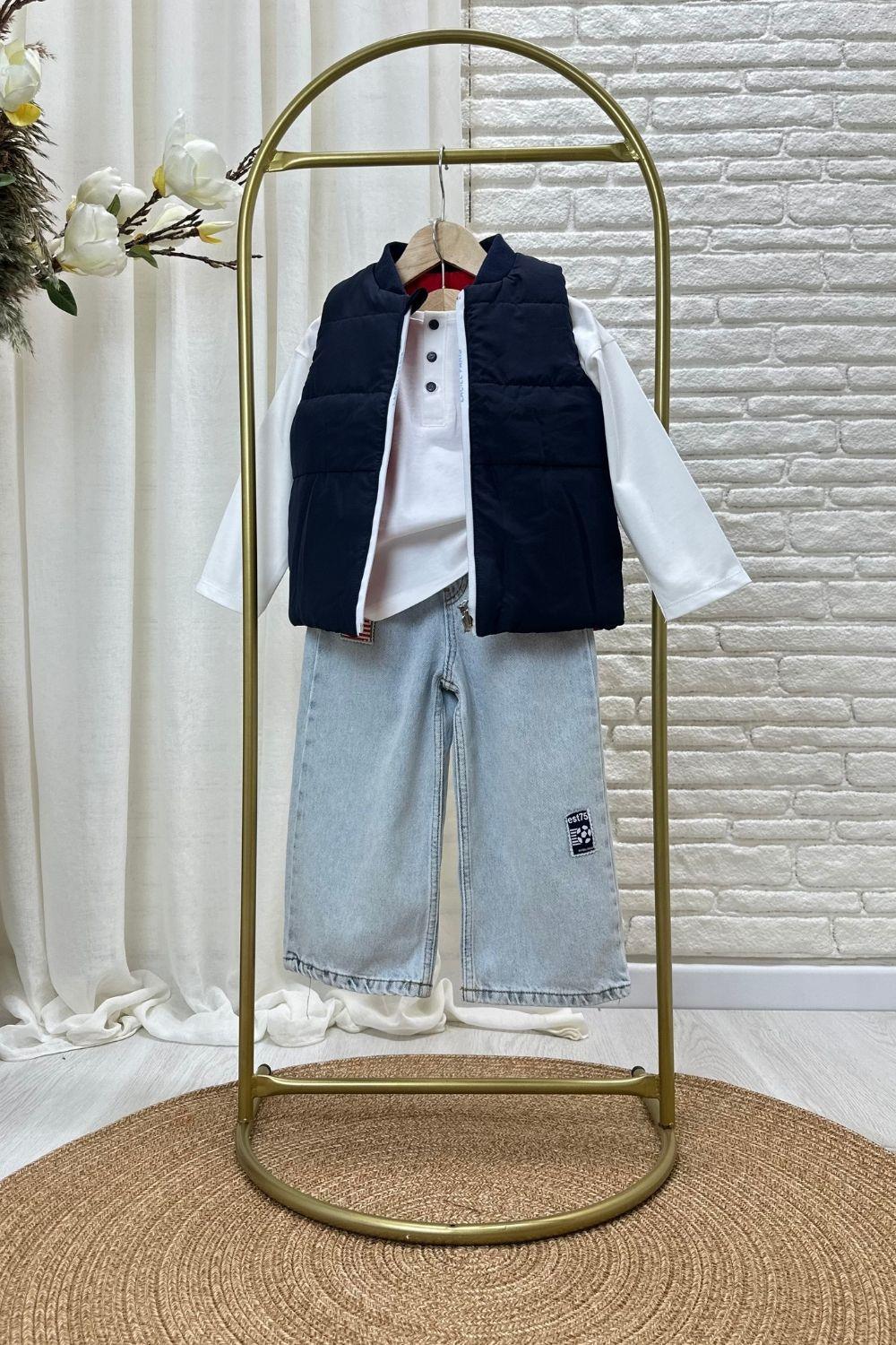 Unisex Çift Tarflı Lacivert Kırmızı Yelek