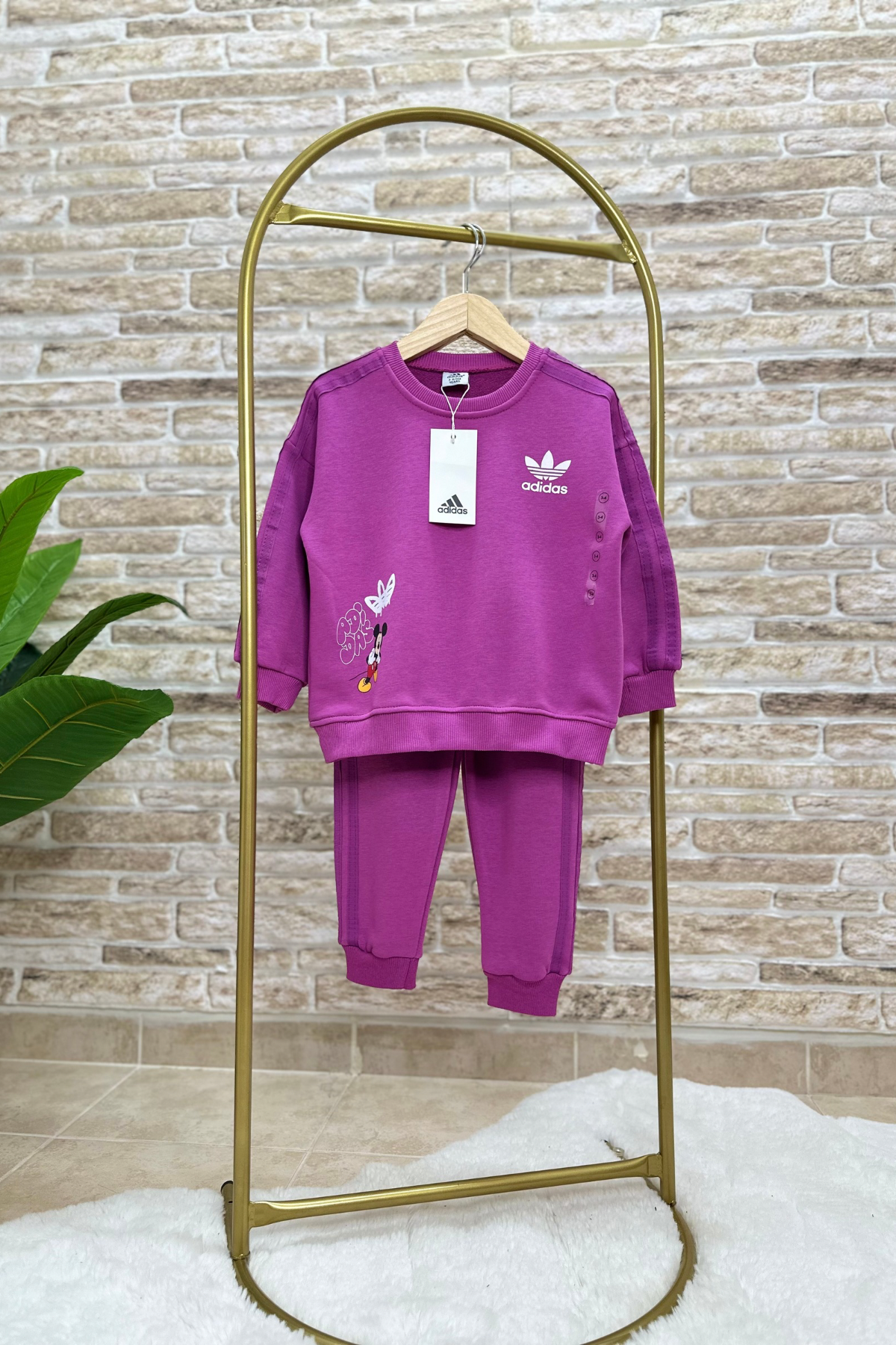 Unisex Çocuk 3 İplik Mürdüm Mickey Takım