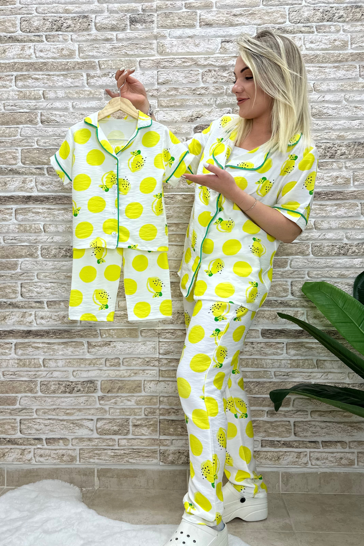 Unisex Çocuk Limonlu Pijama Takımı
