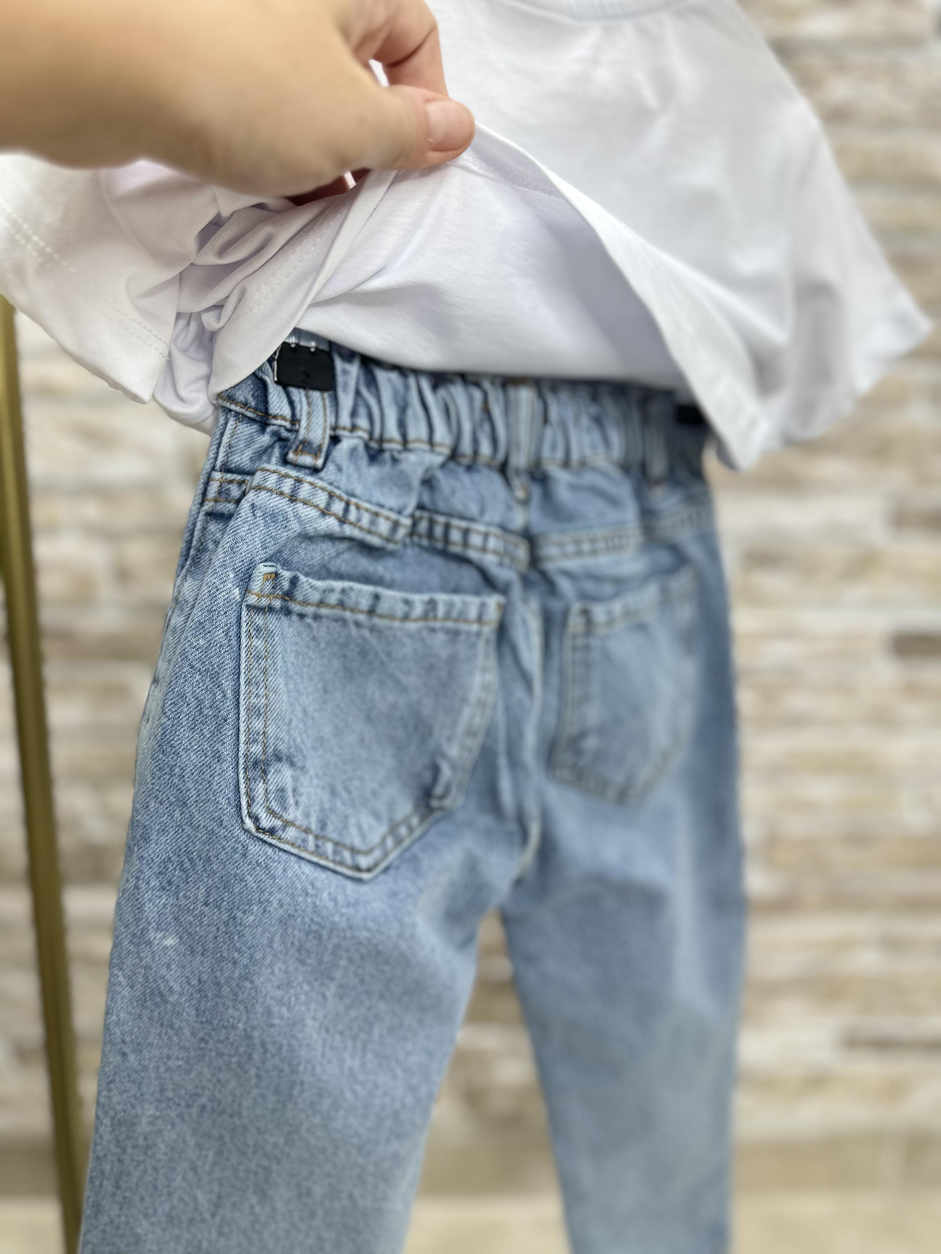 Unisex Çocuk Yırtık Detaylı Jean Pantolon