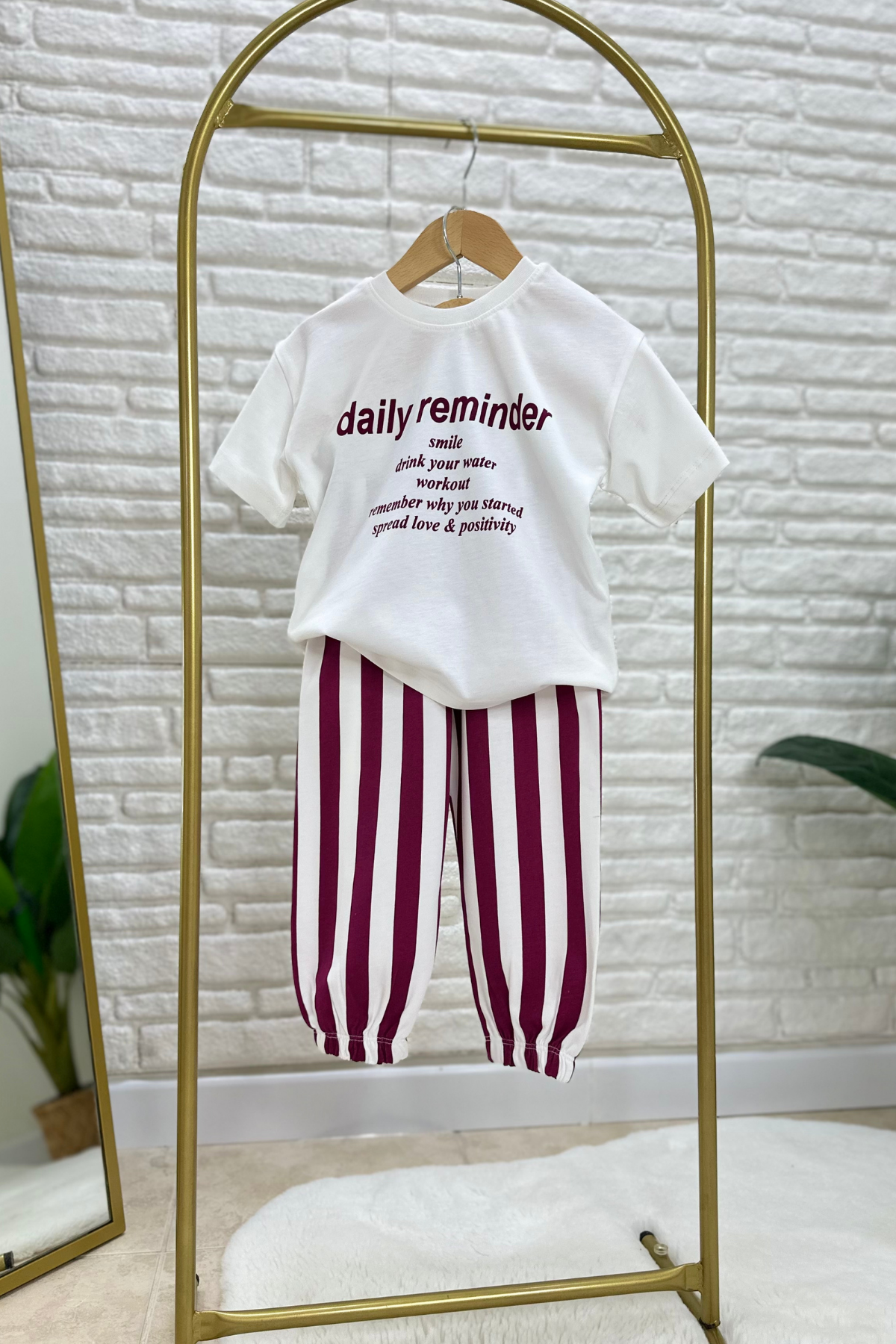 Unisex Daily Reminder Baskı Çizgili Takim