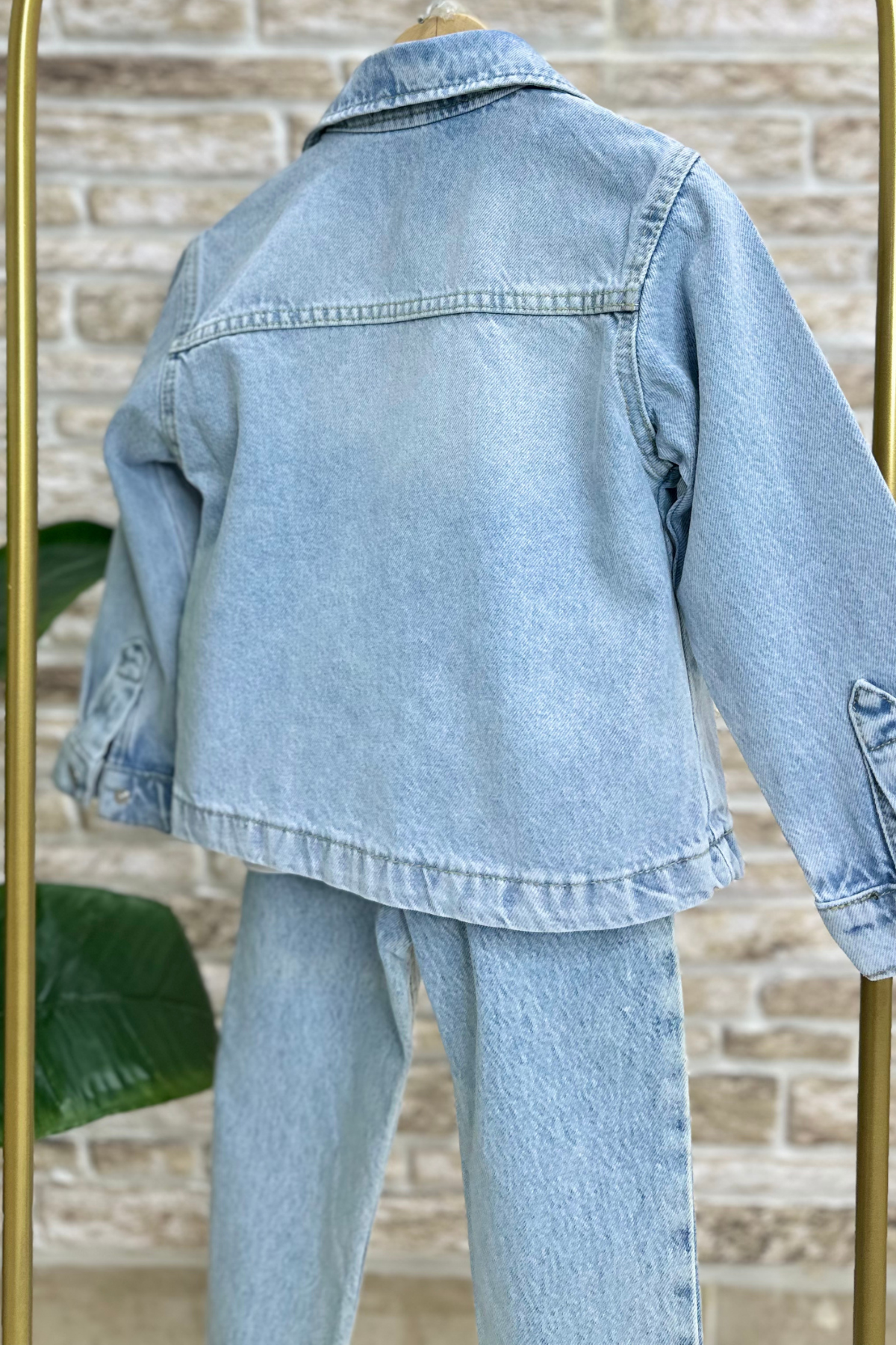 Unisex Çocuk Denim Kot Ceket  & Gömlek