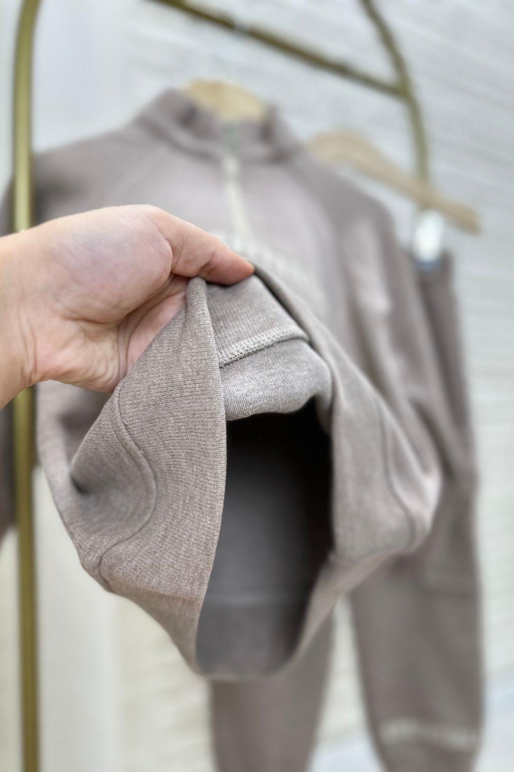 Unisex Dik Yaka Essentials  Vizon Takım