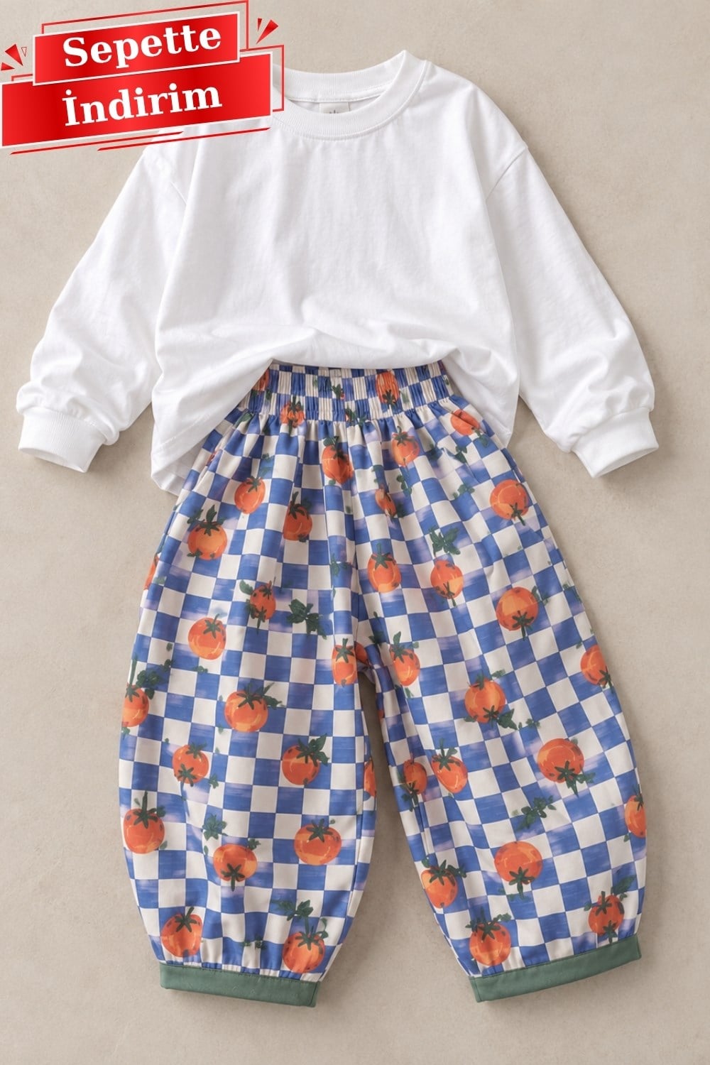 Unisex Domates Baskılı Baloon Pantolon