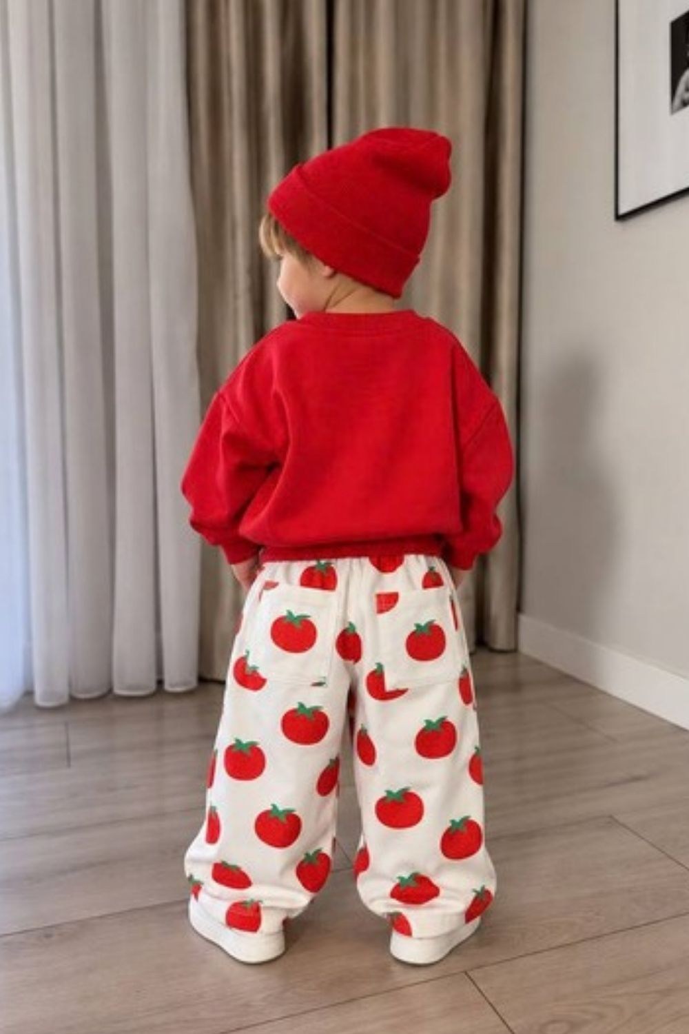 Unisex Gabardin Pantolonlu Domatesli Kırmızı Takım