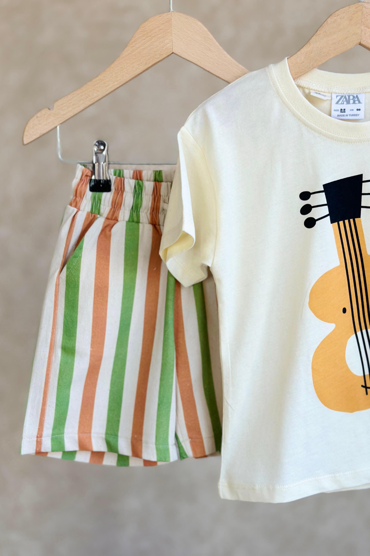 Unisex Gitar Baskılı Tshirt Şort Takım