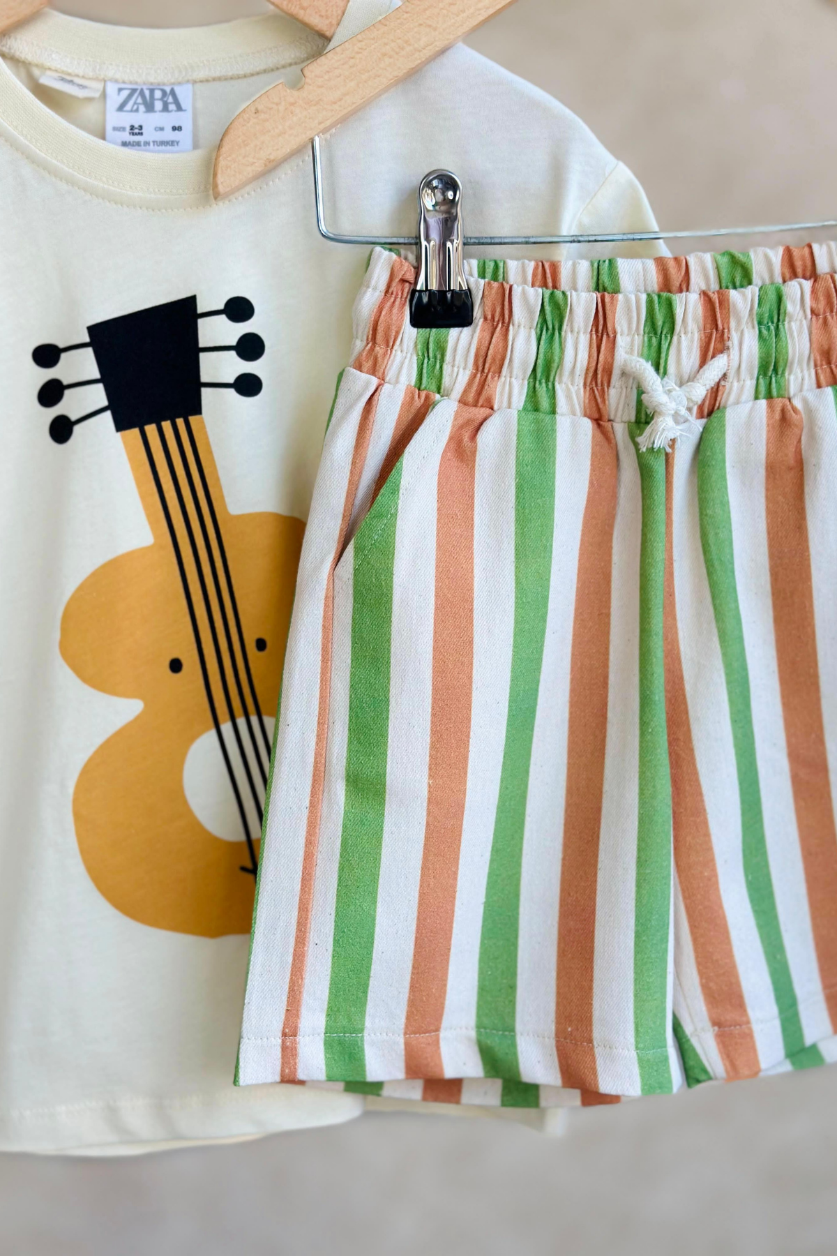 Unisex Gitar Baskılı Tshirt Şort Takım