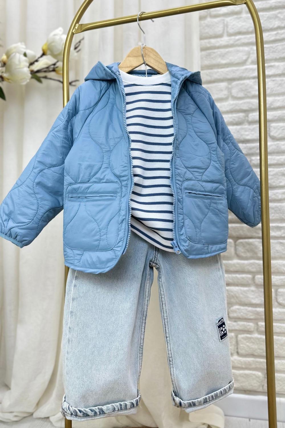 Unisex Kapitone Kapüşonlu Mavi Mont