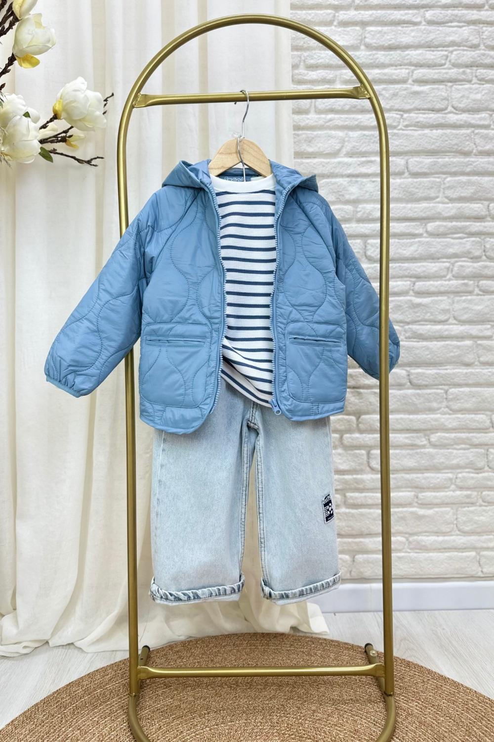 Unisex Kapitone Kapüşonlu Mavi Mont