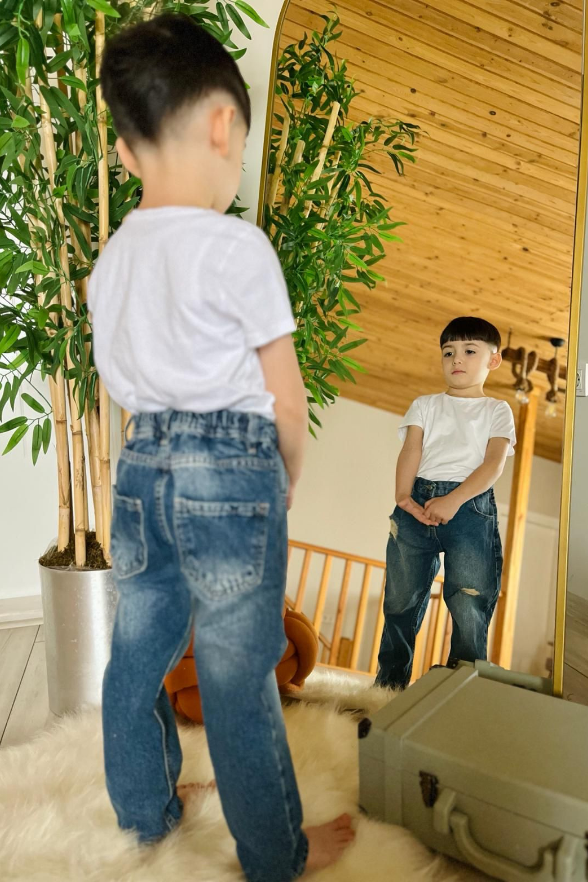 Unisex Çocuk Koyu Mavi Jean Pantolon
