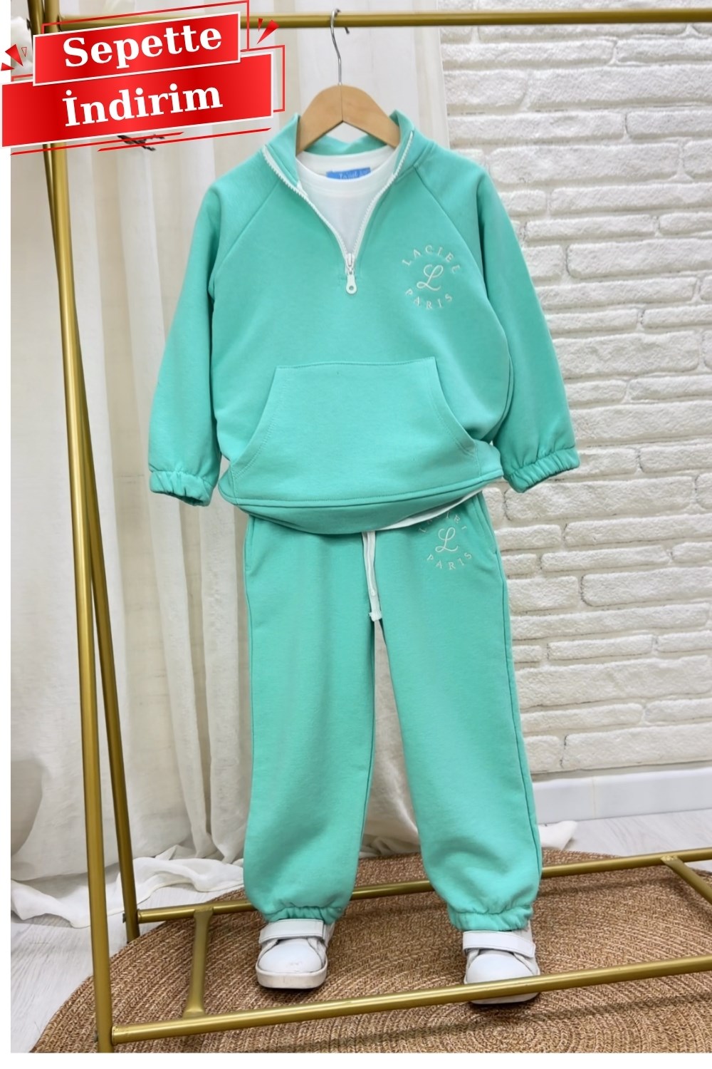 Unisex Laciel Balıkçı Yaka Fermuarlı Yeşil Takım