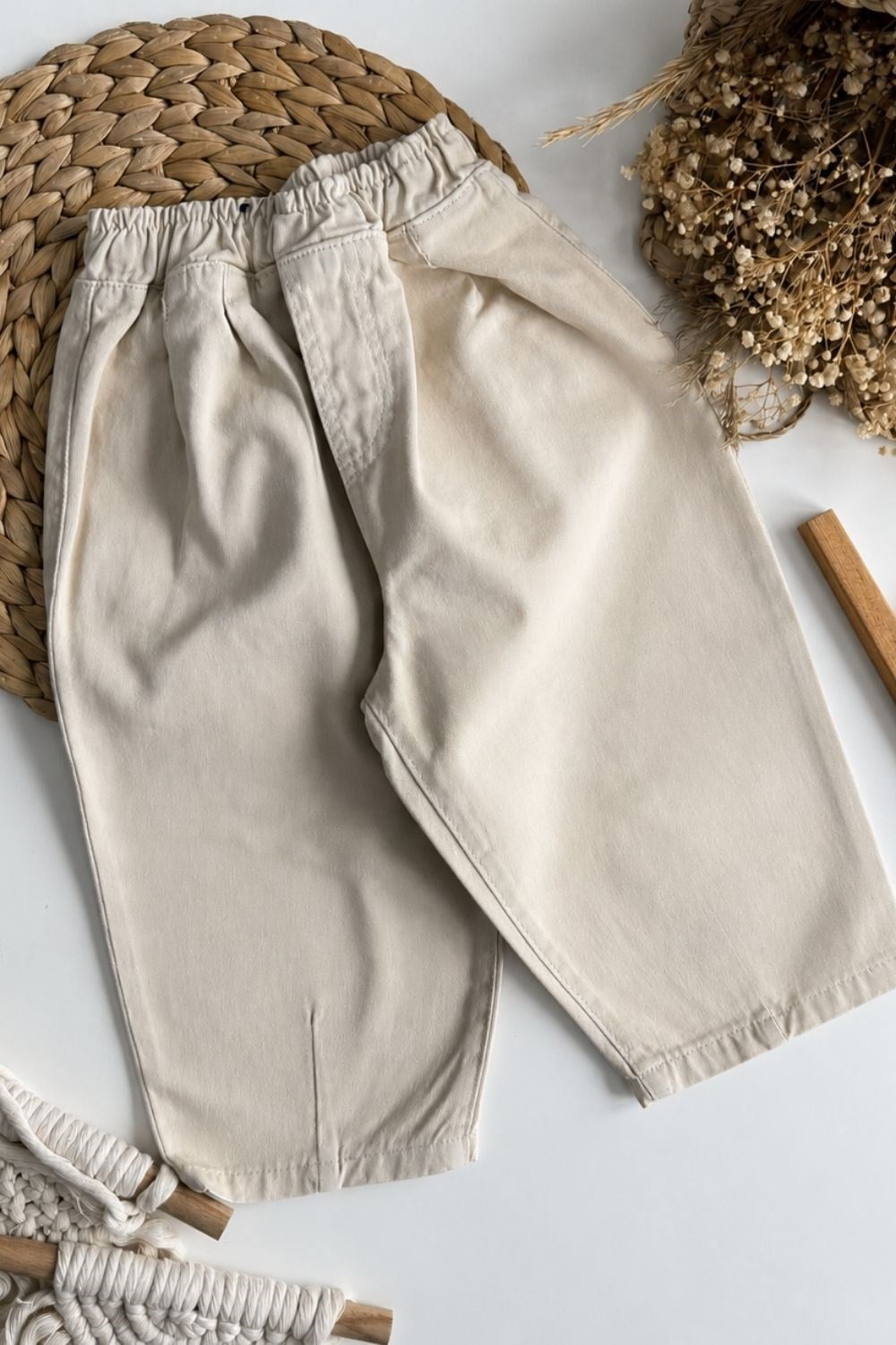 Unisex Laciel Baloon Krem Jean Pantolon