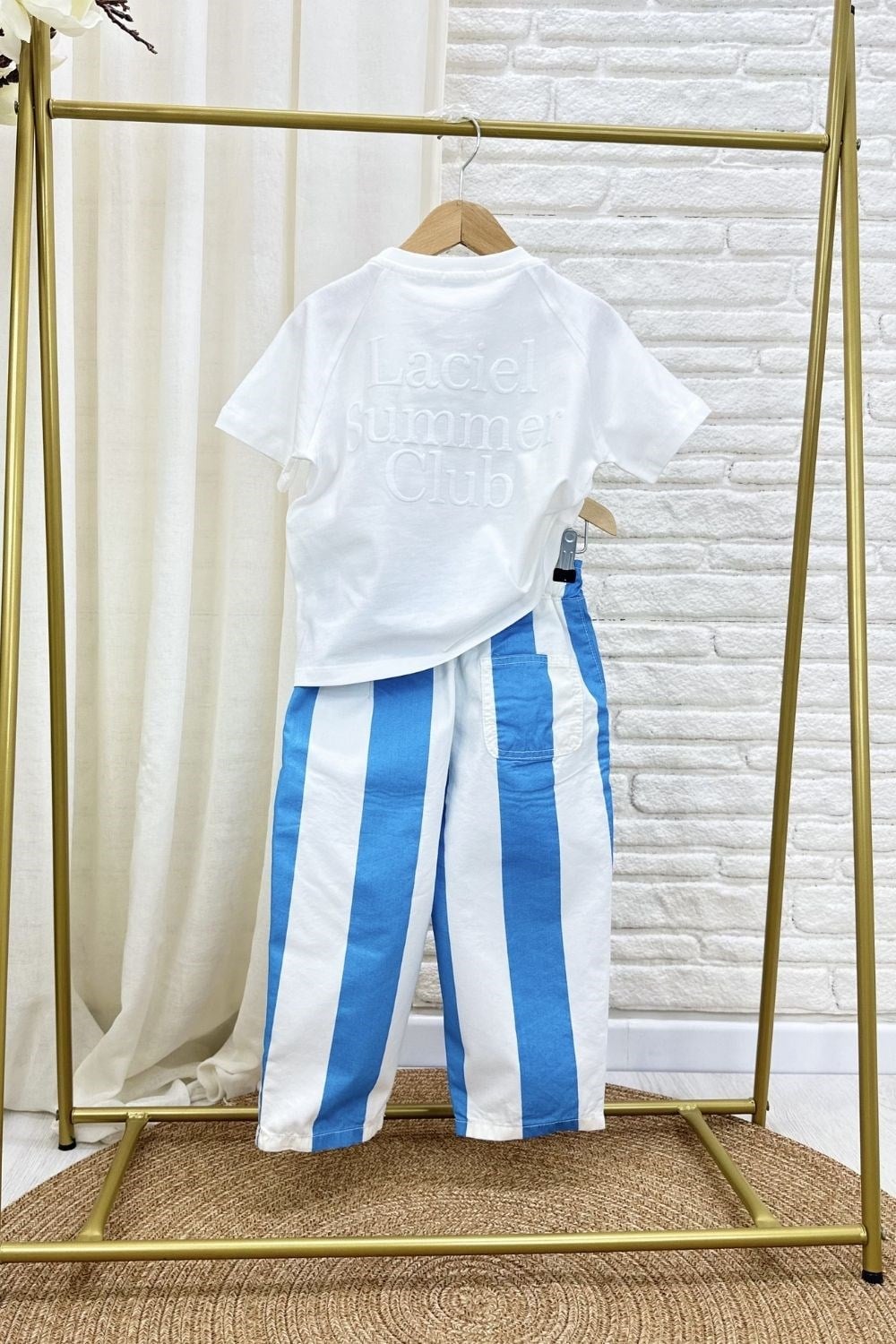 Unisex Laciel Baloon Mavi Çizgili Jean Pantolon