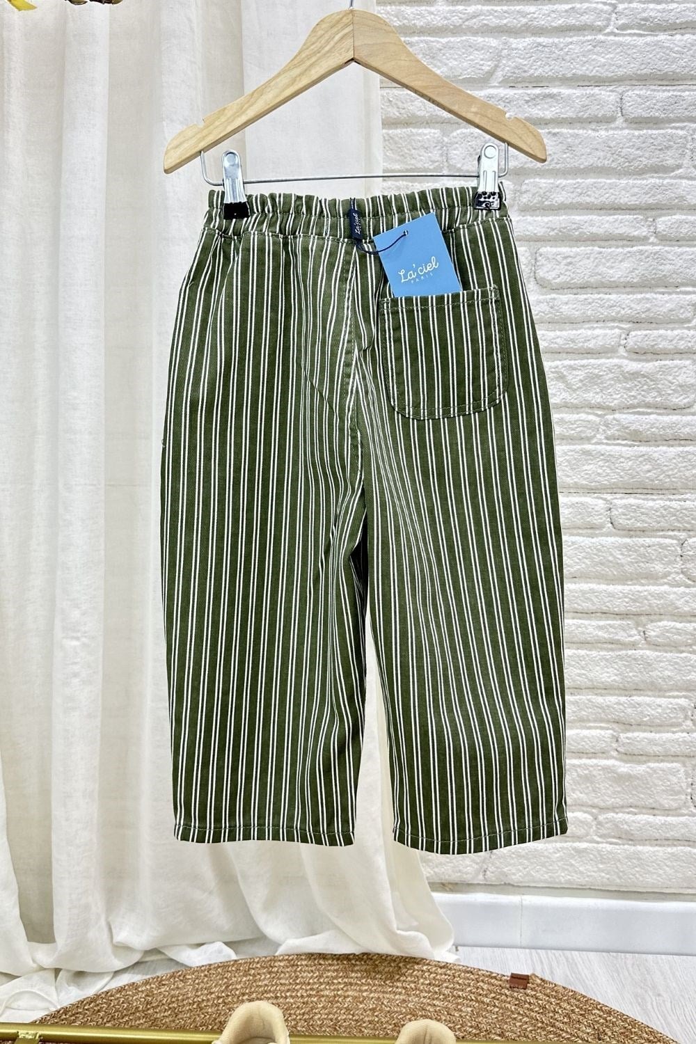 Unisex Laciel Baloon Yeşil Çizgili Jean Pantolon