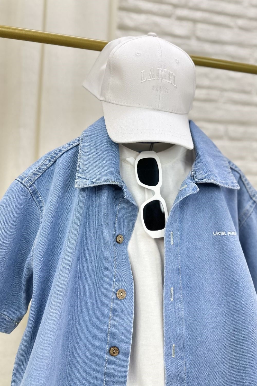 Unisex Laciel Denim Gömlek Şortlu Takım