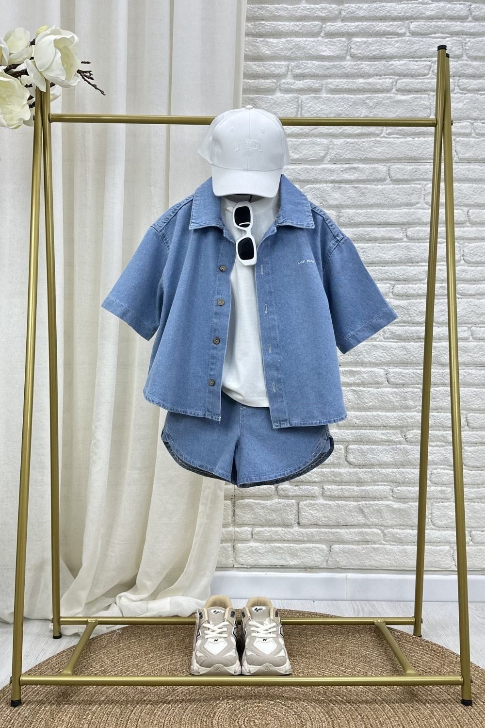 Unisex Laciel Denim Gömlek Şortlu Takım