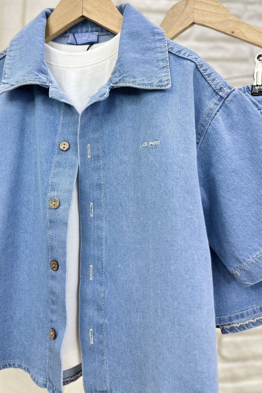 Unisex Laciel Denim Gömlek Şortlu Takım