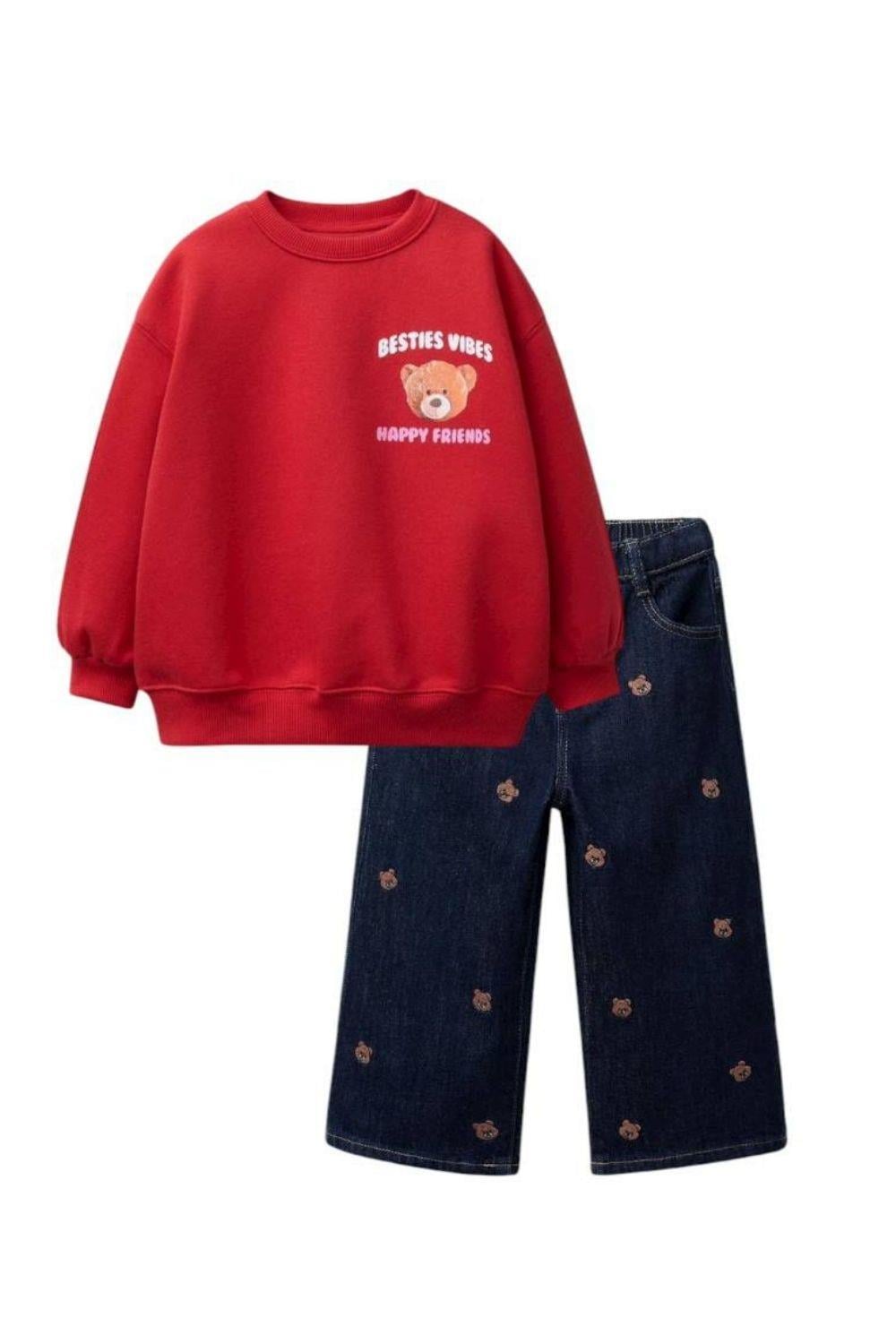 Unisex Laciel Denim Pantolonlu Teddy Takım