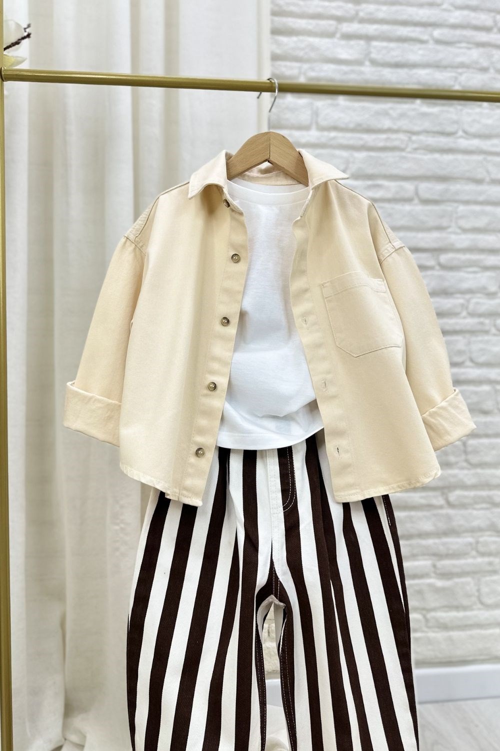 Unisex Laciel Krem Denim Gömlek